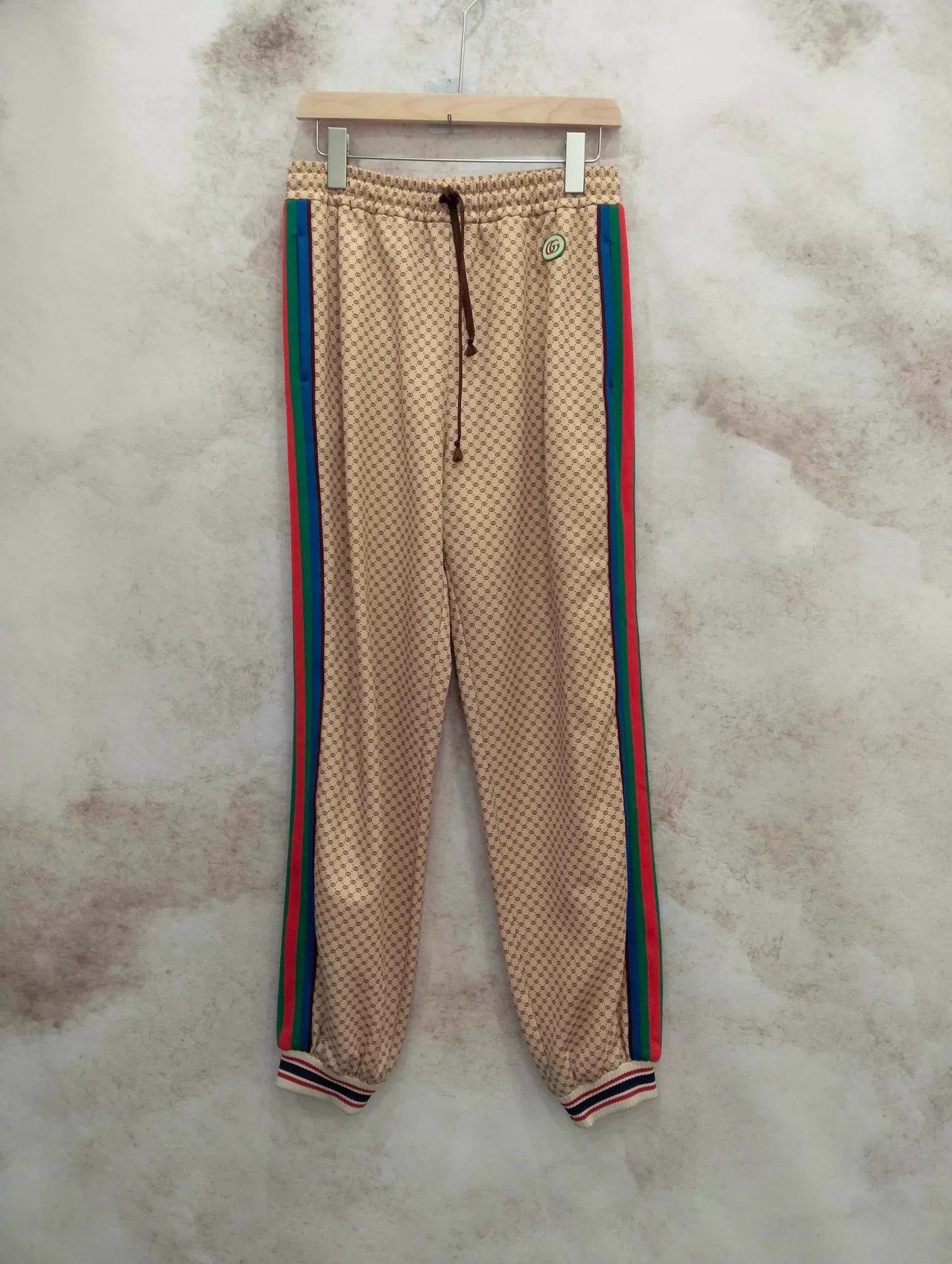 Gucci Beige Patterned Casual Pants with Side Stripes Size US 34 / EU 50 - 1 Thumbnail