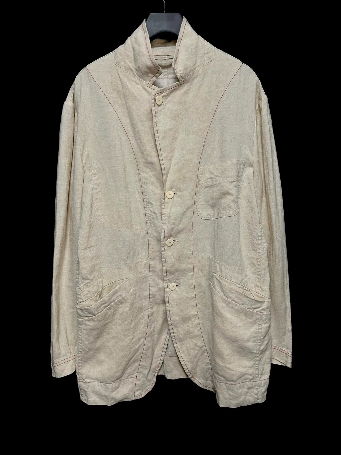 Other Chez VIDALENC Hand-stitched Linen Jacket Tea Dyed Size US M / EU 48-50 / 2 - 2 Thumbnail