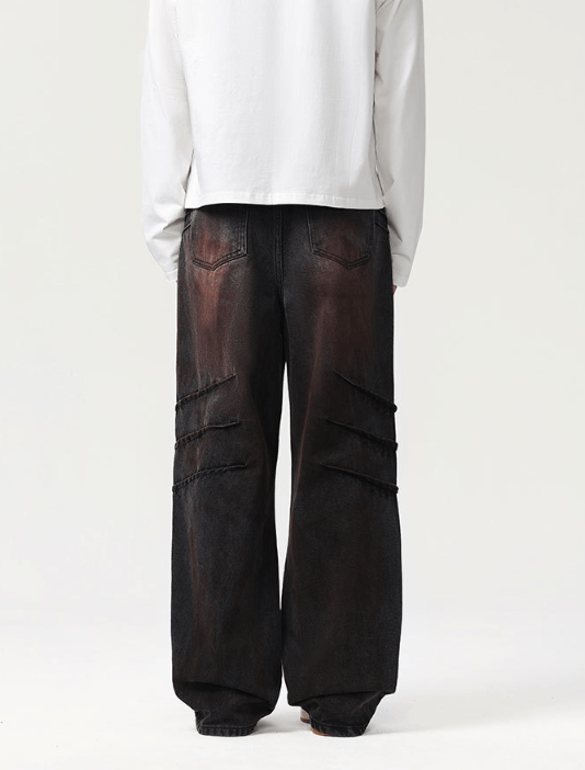 Japanese Brand × Jean baggy jeans wrinkle scratch dirty wash men's jeans Size US 32 / EU 48 - 5 Thumbnail