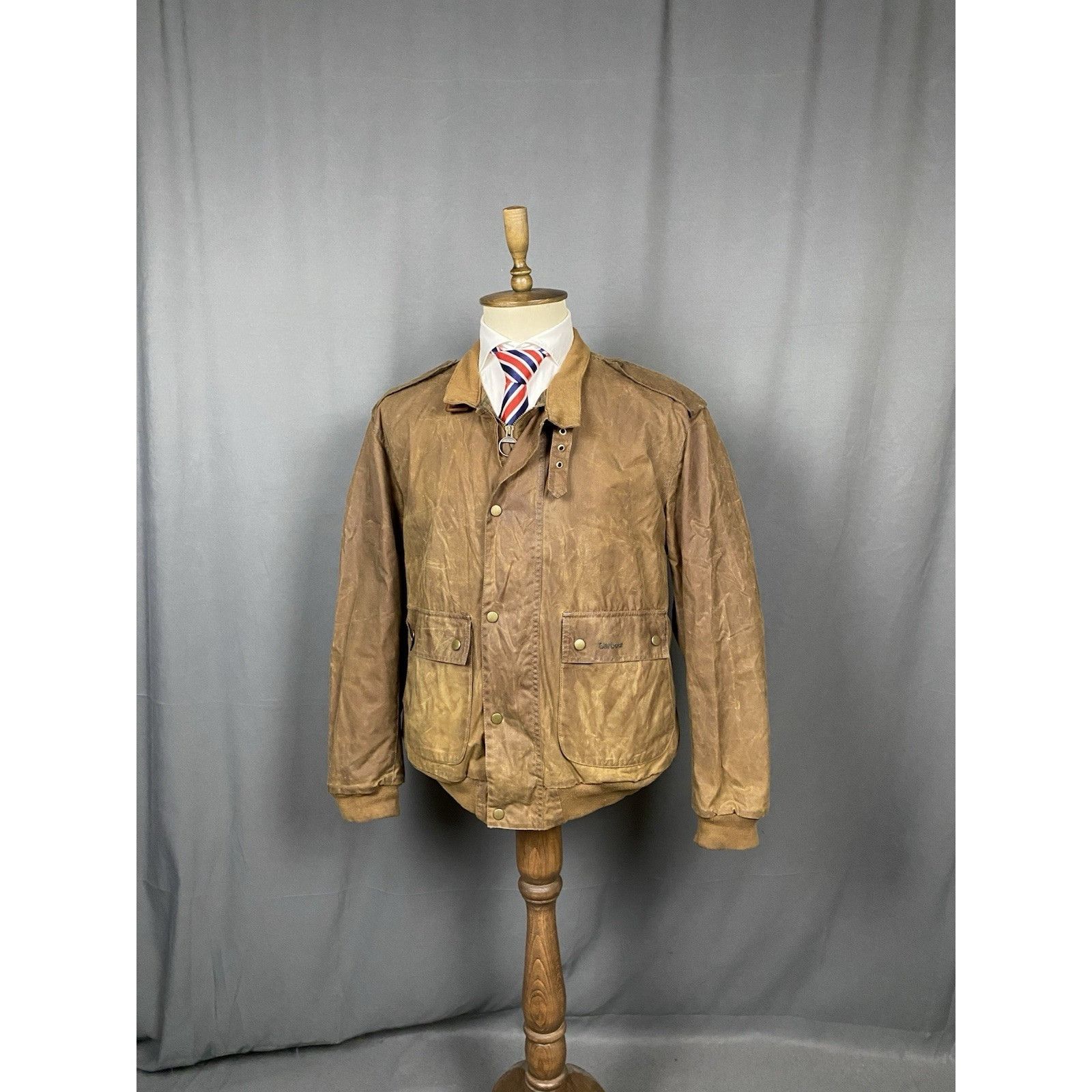 Barbour Babrour Flyer Men's Brown Waxed Bomber Jacket Size XL Size US XL / EU 56 / 4 - 5 Thumbnail