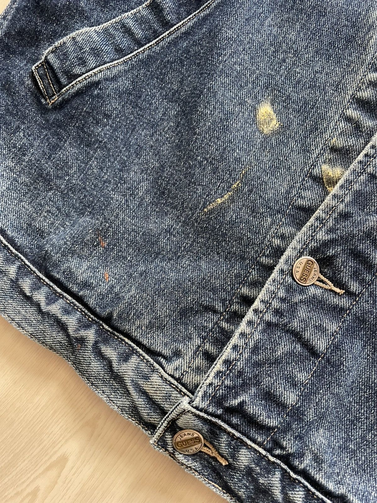 Guess VTG 90s Guess USA Denim Trucker Trim Sz L distressed Size US L / EU 52-54 / 3 - 5 Thumbnail