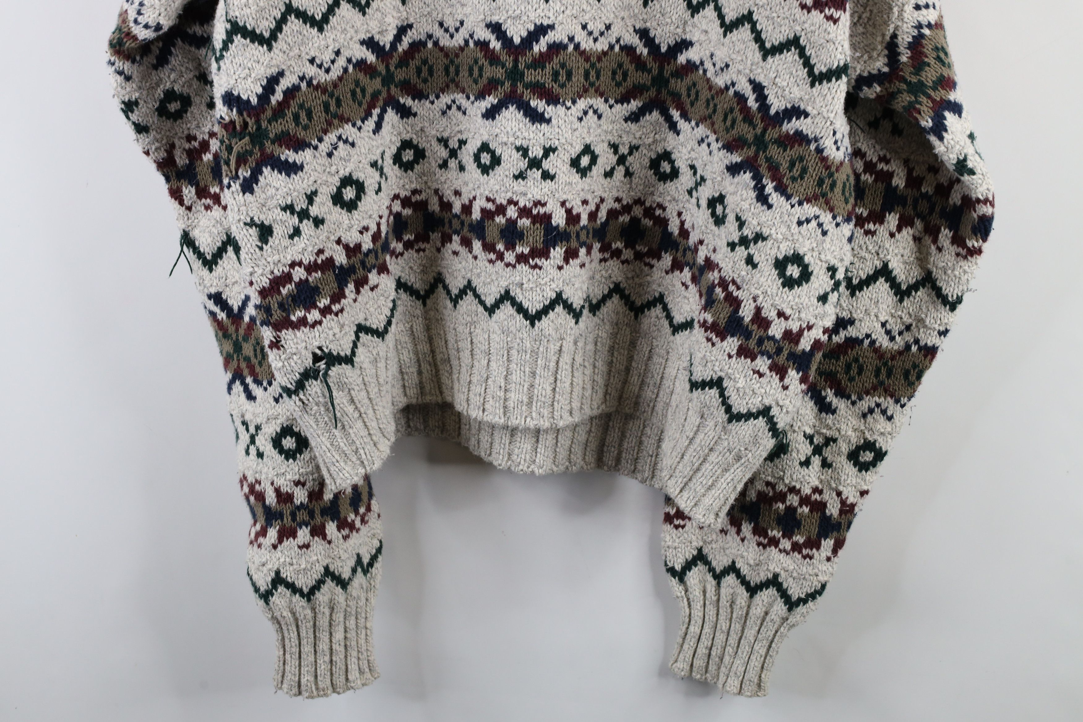 Vintage Vintage 90s Streetwear Heavy Fair Isle Knit Dad Sweater USA Size US XL / EU 56 / 4 - 10 Thumbnail