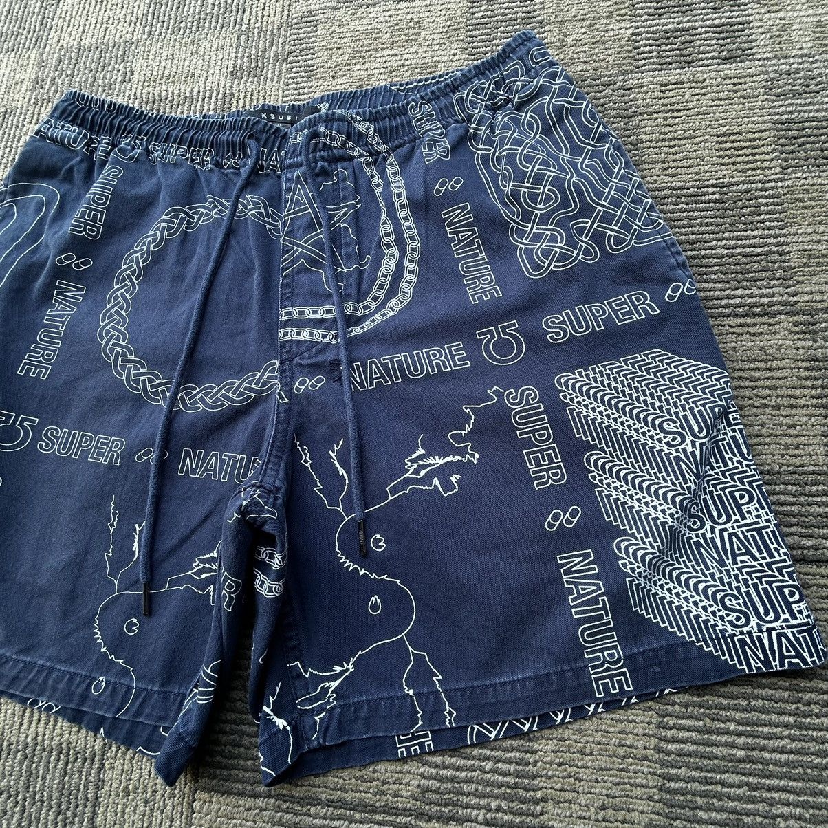Ksubi KSUBI Navy Blue All Over Print “Super Nature” Shorts Size US 38 / EU 54 - 3 Thumbnail