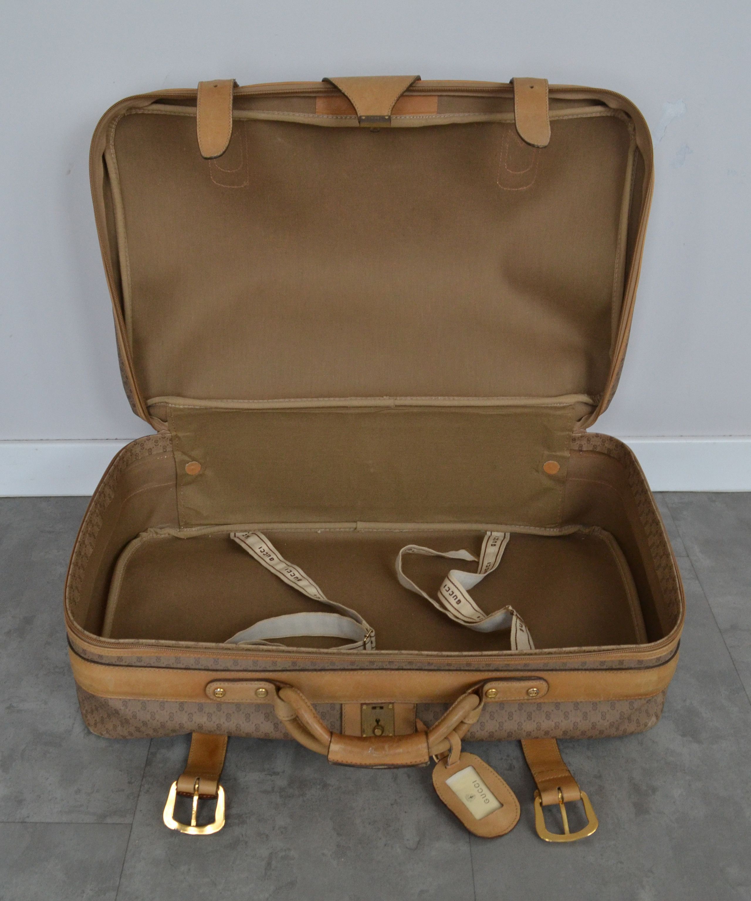 Gucci GUCCI Luggage Bag Monogram GG Logo Suitcase Brown Leather Size ONE SIZE - 3 Thumbnail