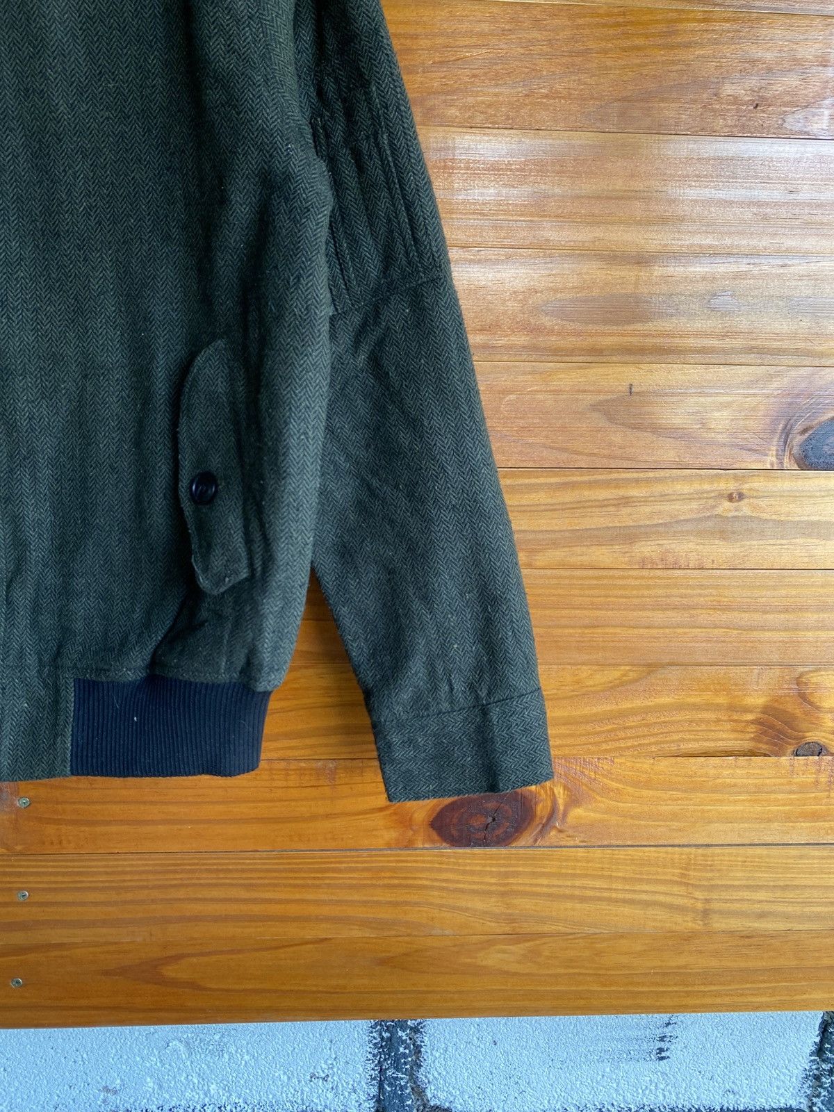 Japanese Brand Vintage Temptation Herringbone Jacket Olive Green Wool Blend Size US L / EU 52-54 / 3 - 8 Thumbnail