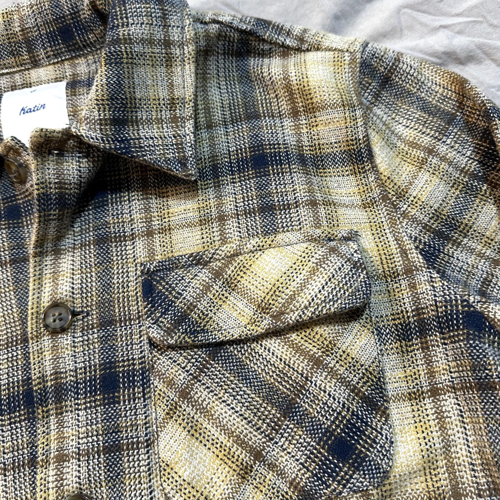 Katin Katin Shiloh Flannel Shirt Mens Medium Brown Blue Plaid Button Up Shacket Size US M / EU 48-50 / 2 - 4 Thumbnail