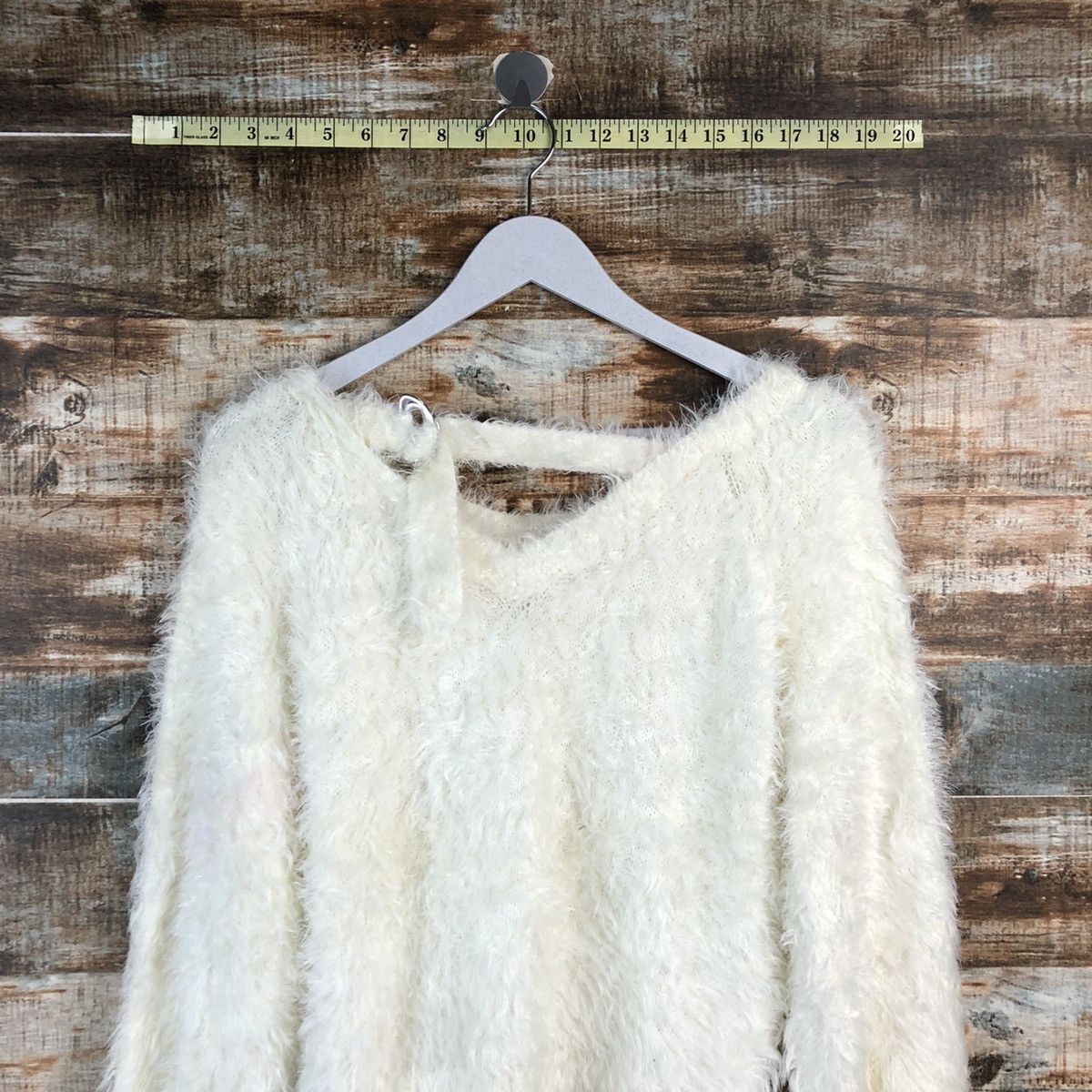 Homespun Knitwear DLL Heather White fur shaggy Mohair Knitwear #C235 Size S / US 4 / IT 40 - 13 Thumbnail