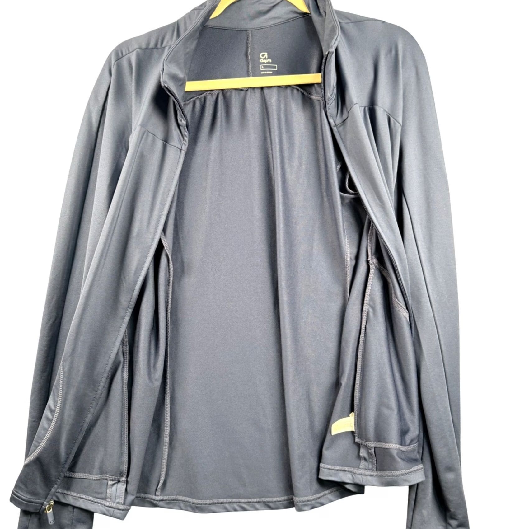 Vintage GapFit Seamed Train Jacket Blue Full Zip Thumbholes Sporty Large Workout Womens Size L / US 10 / IT 46 - 3 Thumbnail