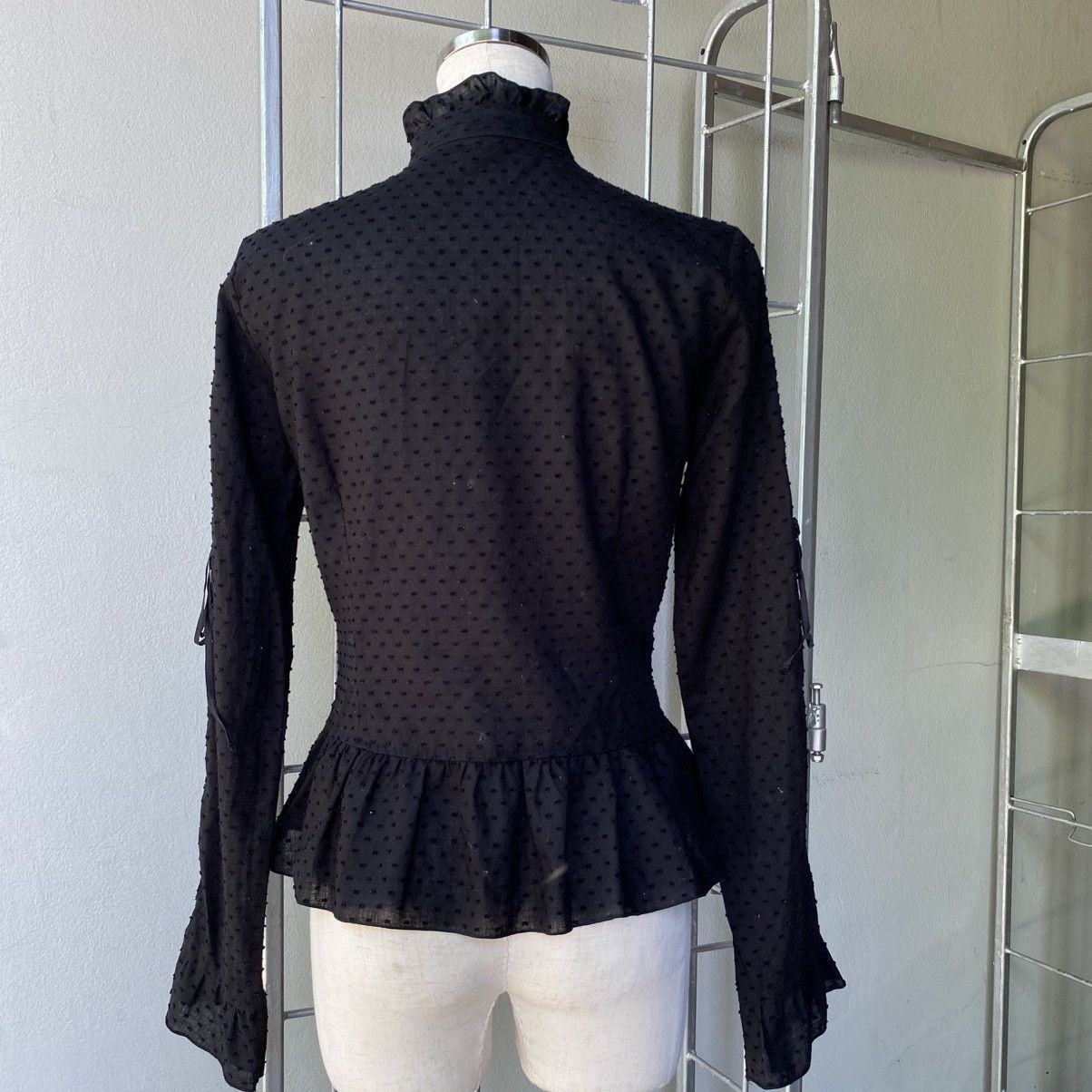 Tornado Mart TORNADO MART Y2K Black Mandarin Lace Blouse Size XS / US 0-2 / IT 36-38 - 21 Thumbnail