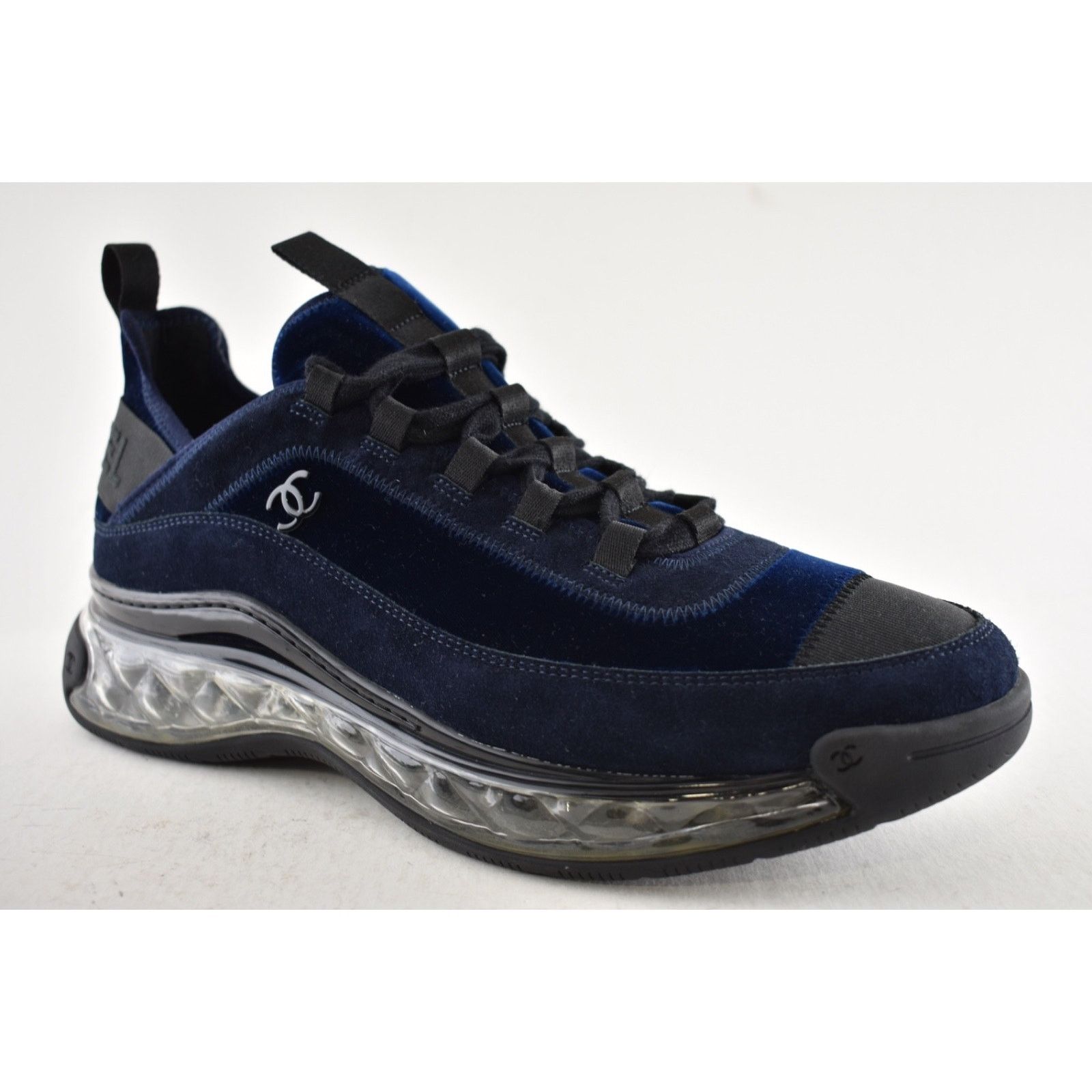 Chanel Chanel 20A Mens Blue Velvet Black CC Trainer Sneaker 44 11 Size US 11 / EU 44 - 5 Thumbnail