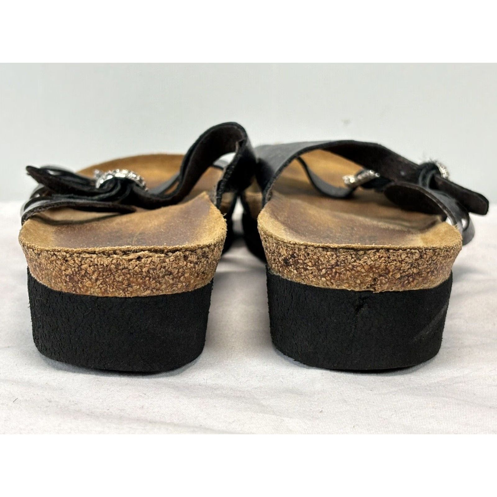 Vintage Naot Black Leather 2 Strap Slide Sandals Women's Size 9.5 EU 42 Size US 12 / IT 42 - 4 Thumbnail