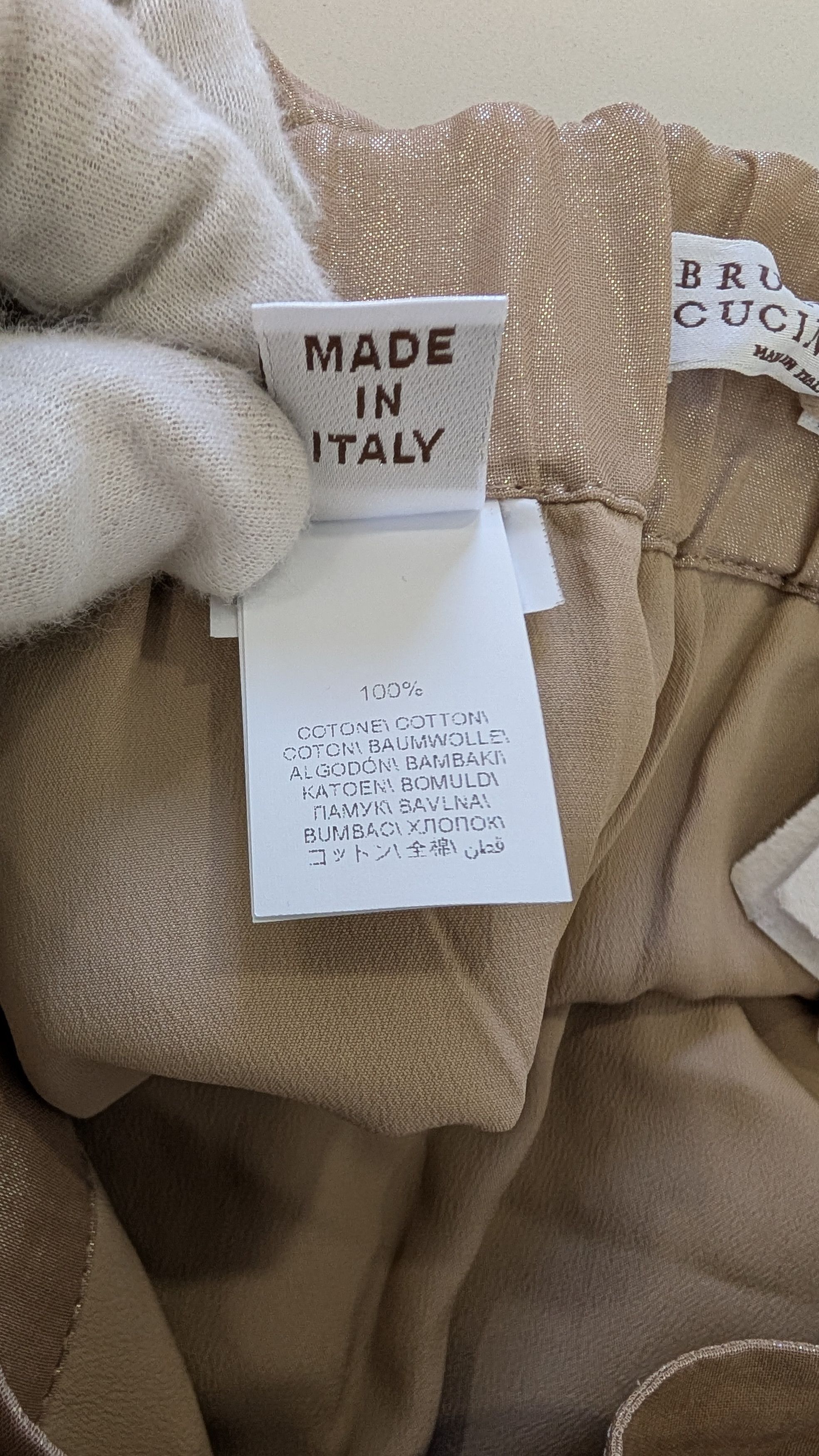 Brunello Cucinelli Brunello Cucinelli Gold Coated Cotton Wrap Skirt IT 38 Size 26" / US 2 / IT 38 - 8 Thumbnail