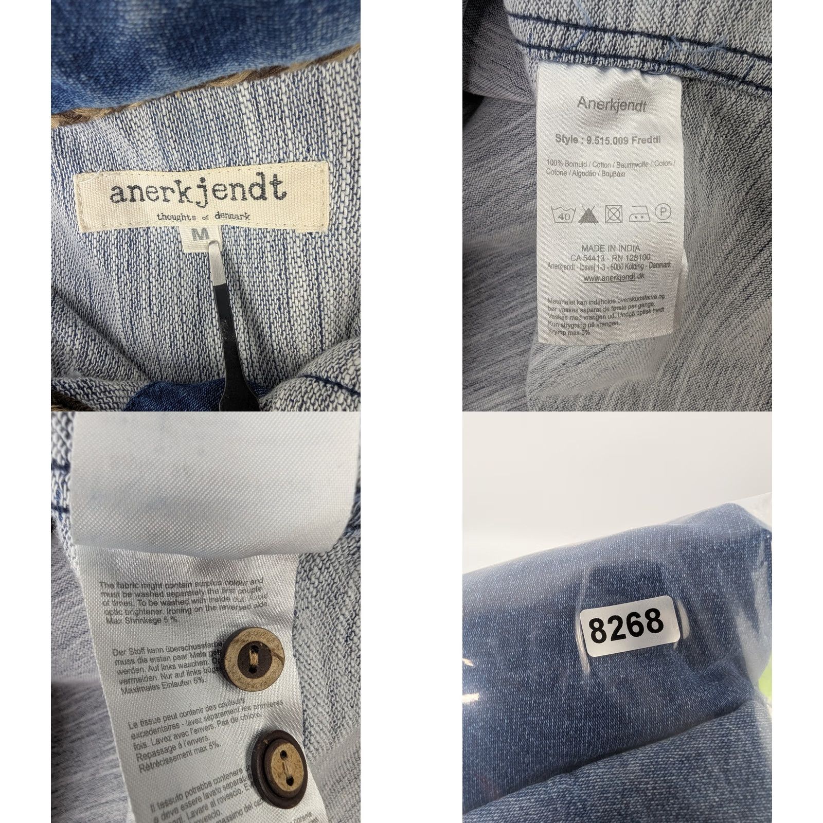 Anerkjendt Anerkjendt Shirt Button-Up Long Sleeve Chambray Blue Cotton Spandex Corduroy Mens M Size US M / EU 48-50 / 2 - 8 Thumbnail