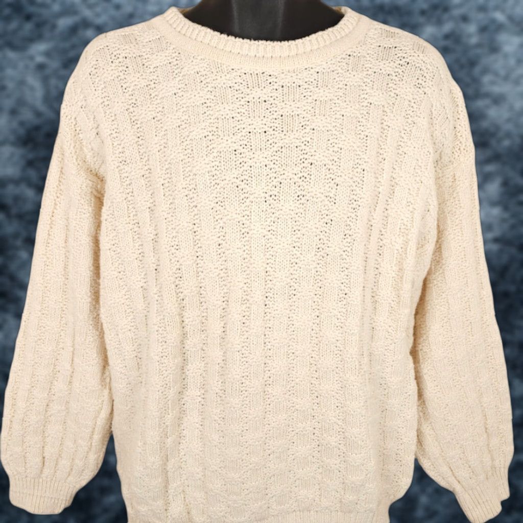 Vintage VINTAGE TLC Lambert Sweater Mens Size Medium Cream 90s Made In USA Size US M / EU 48-50 / 2 - 1 Thumbnail