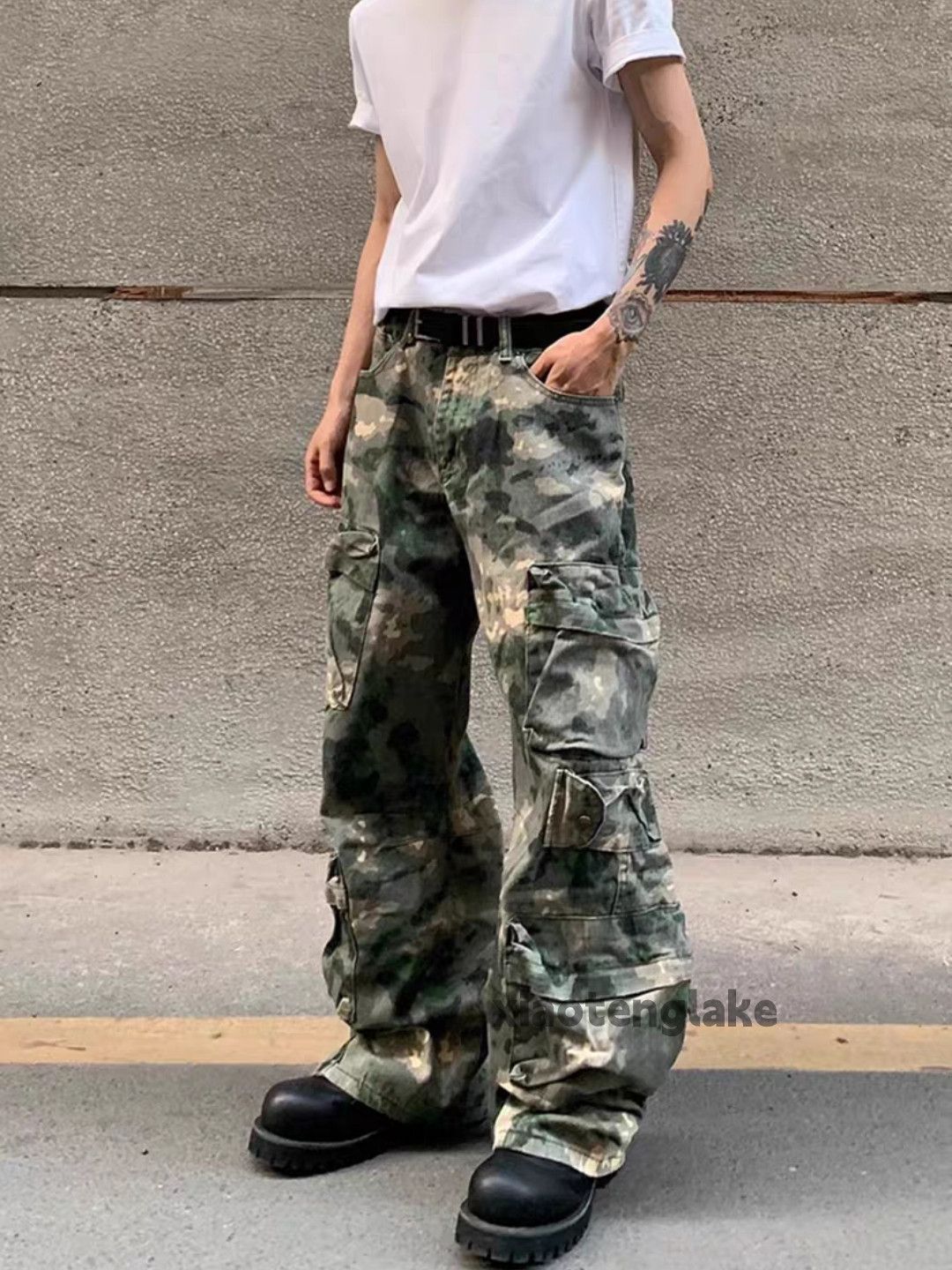 Vintage Unisex outdoor utility loose baggy hiphop camo pants Size US 32 / EU 48 - 1 Thumbnail