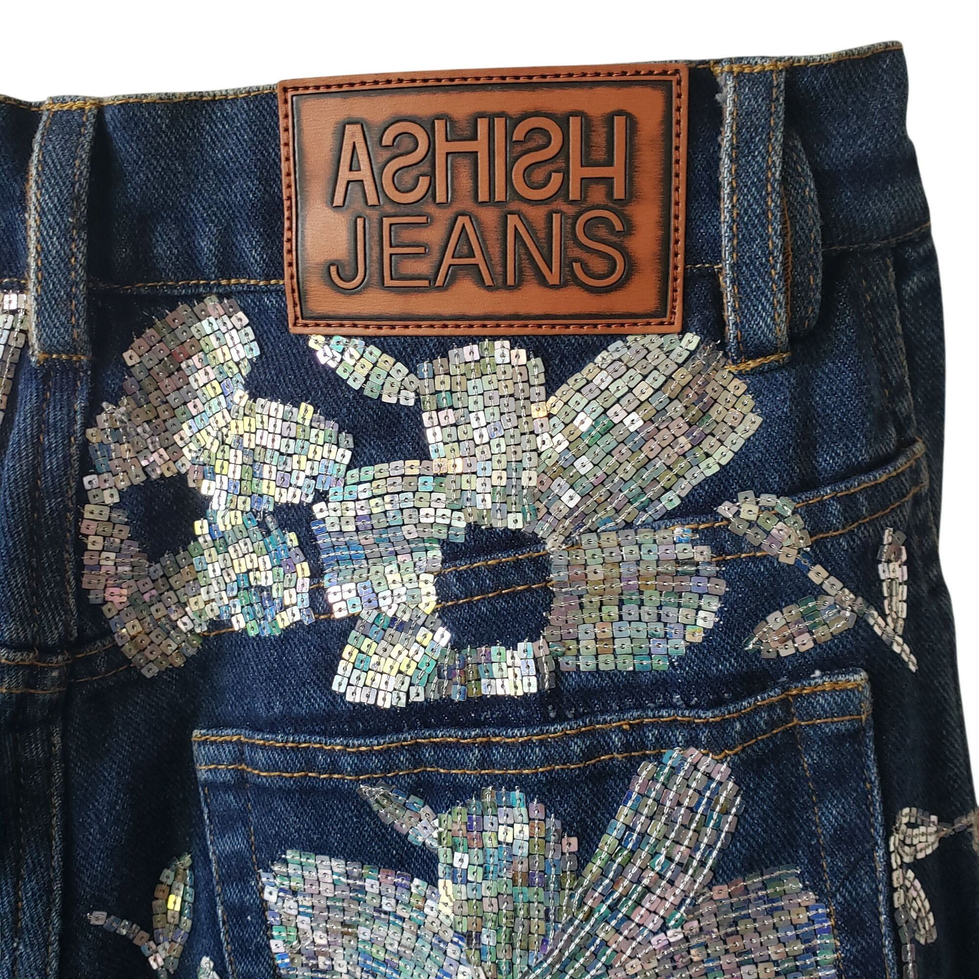 ASHISH Ashish Floral Sequin Embellished High Rise Straight Leg Blue Size 27" / US 4 / IT 40 - 13 Thumbnail