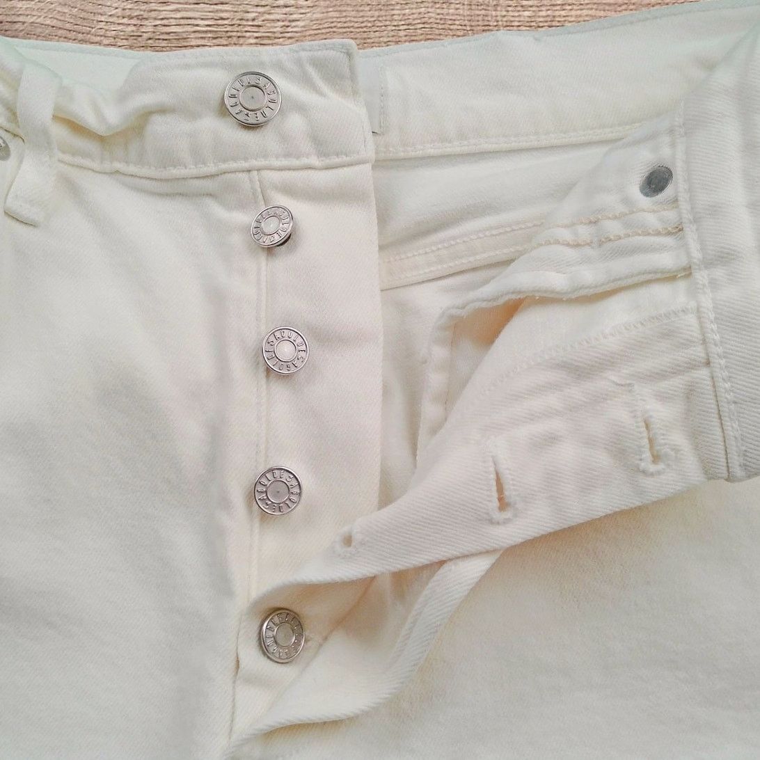 Agolde AGOLDE Nico High Rise Button Fly White Denim Cropped Jeans Size 27" / US 4 / IT 40 - 5 Thumbnail