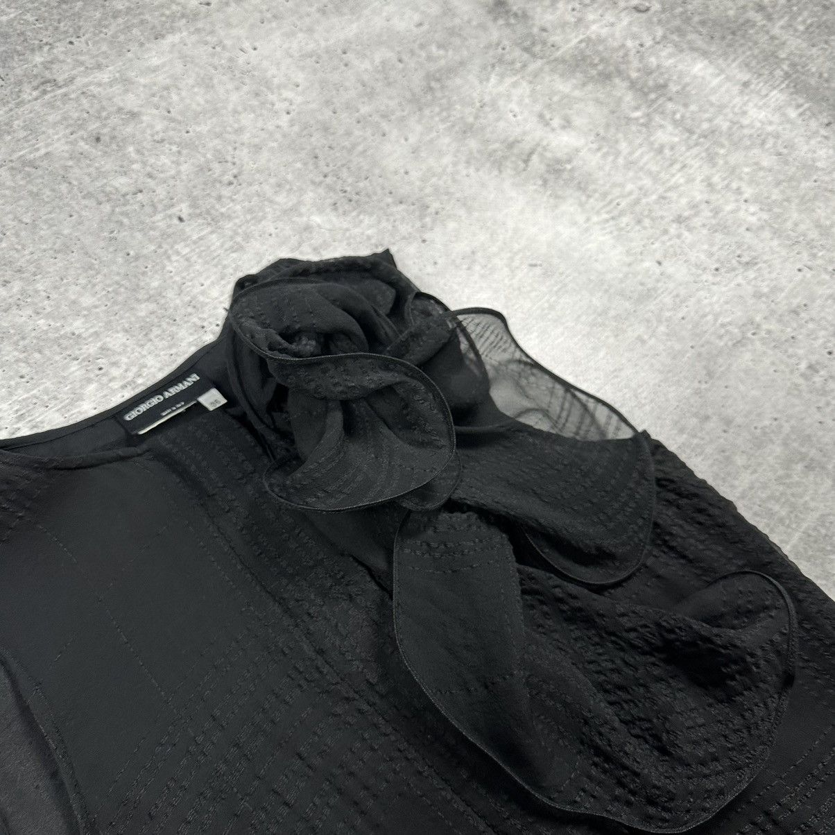 Emporio Armani Emporio Armani Black Sheer Crepe Sleeveless Bow Top Silk Size XS / US 0-2 / IT 36-38 - 7 Thumbnail