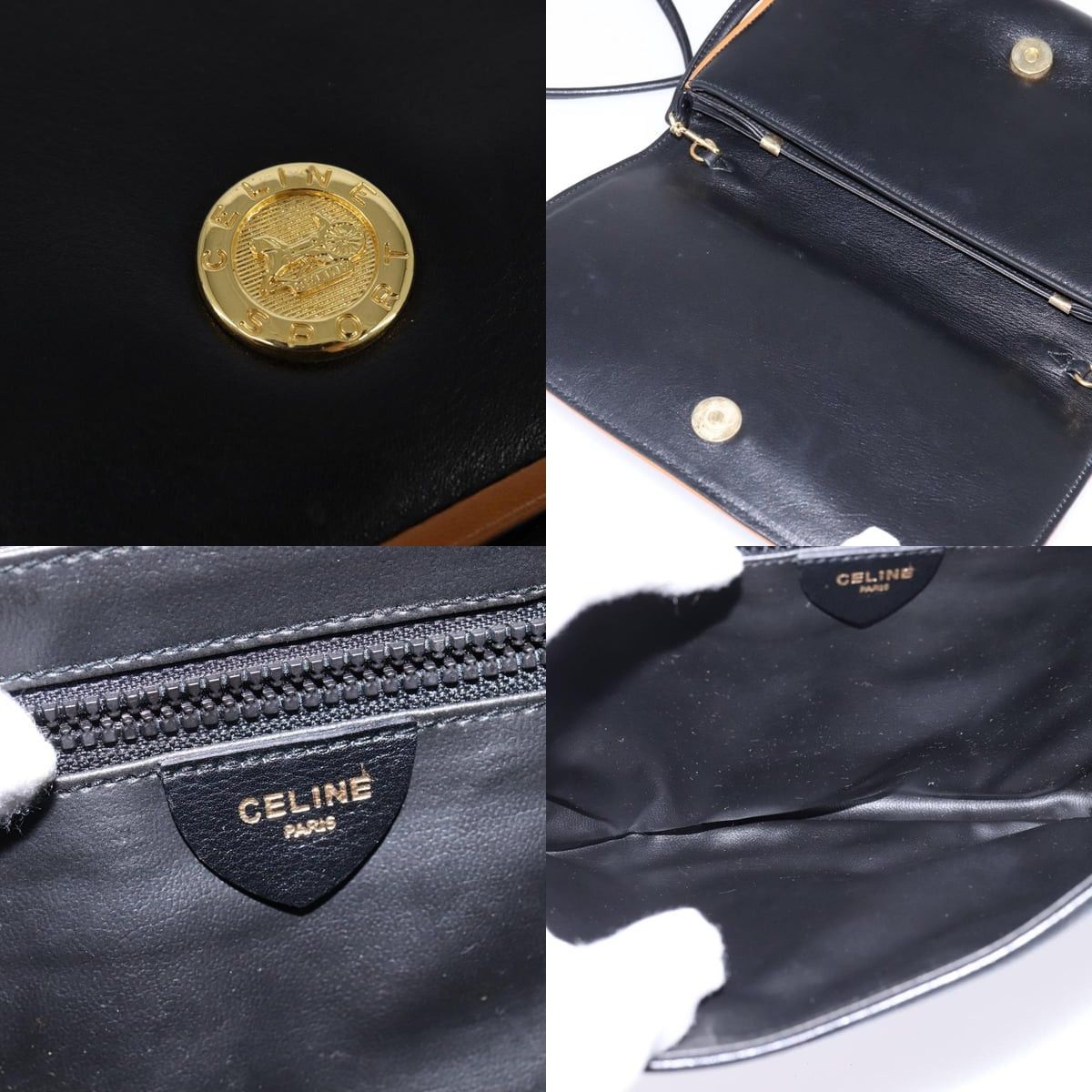 Celine CELINE Shoulder Bag Leather Black Gold Size ONE SIZE - 11 Thumbnail