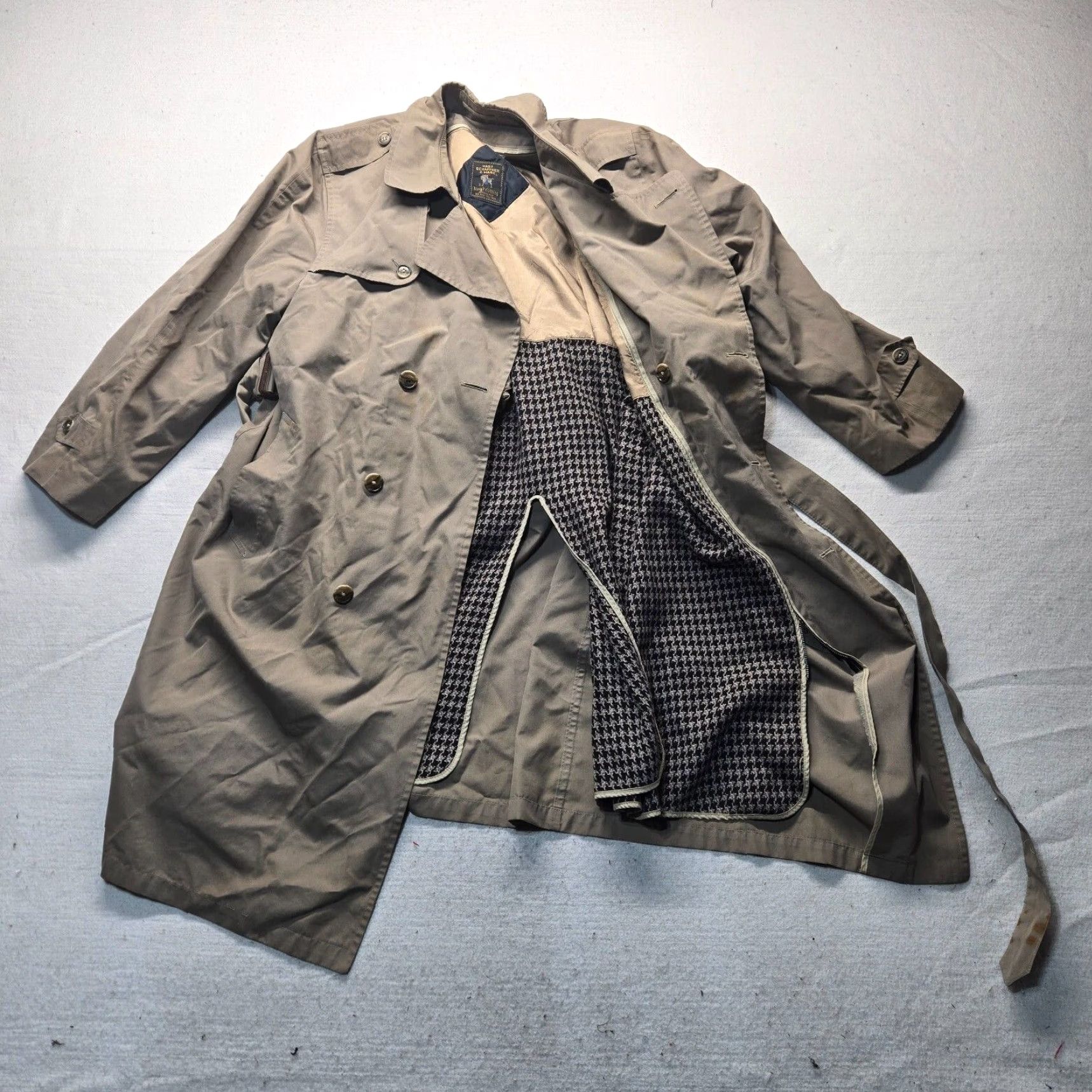 Hart Schaffner Marx Hart Schaffner Marx Coat Trench Wool Beig e Double-Breasted Belted Removable Wool Liner 48L Mens Size US M / EU 48-50 / 2 - 2 Thumbnail