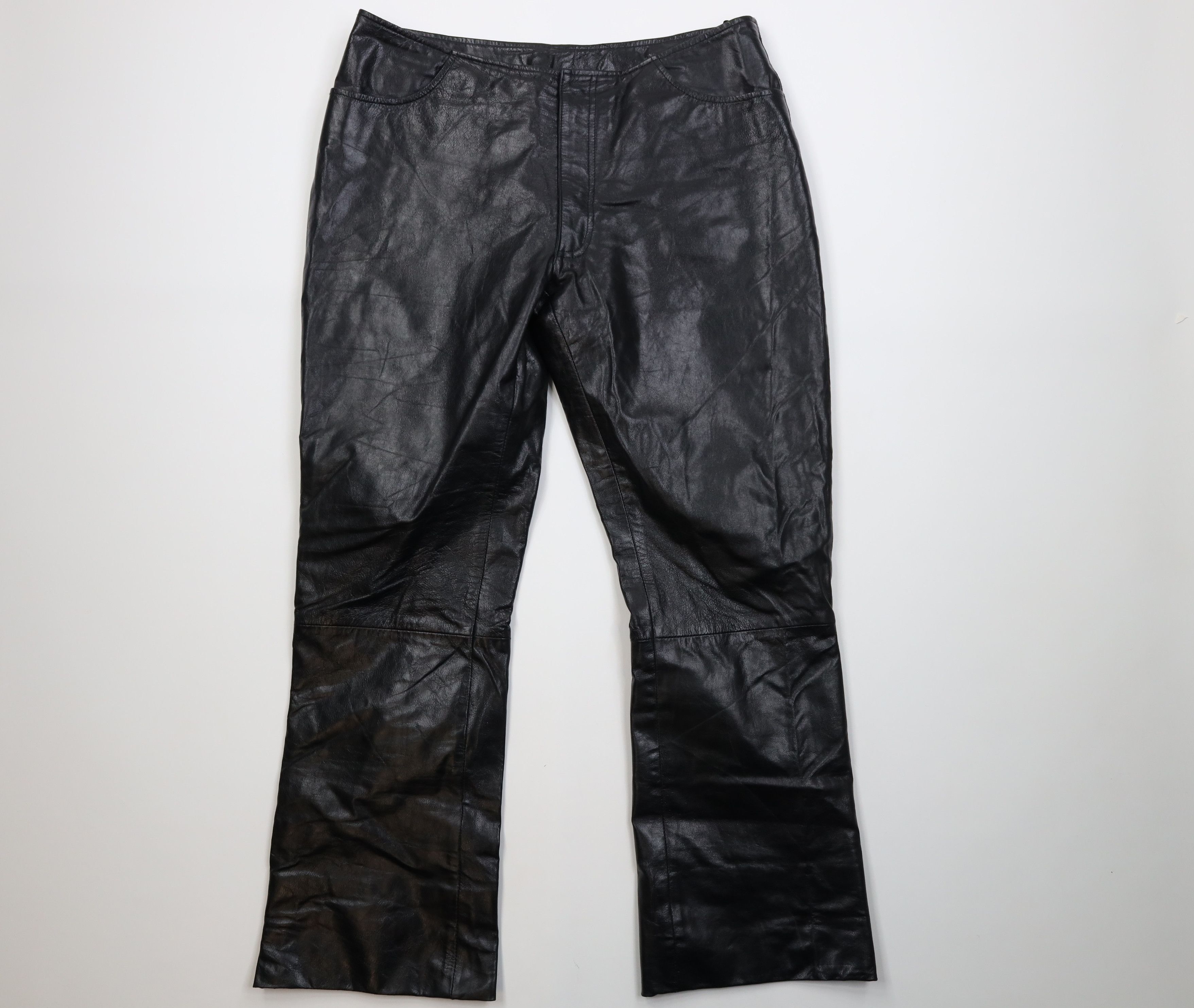 Vintage Vintage 90s Streetwear Flared Wide Leg Leather Pants Size 36" / US 14 / IT 50 - 1 Thumbnail