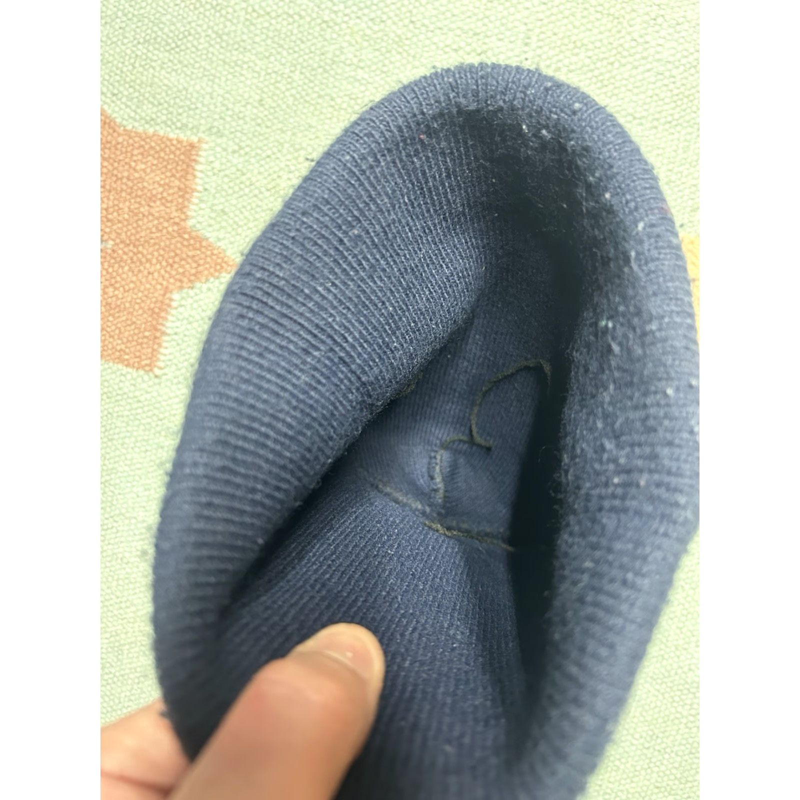 Nike VINTAGE Nike Beanie Knit Winter Hat Navy Blue Check Big Logo OSFA Mens One Size Blue Size ONE SIZE - 4 Thumbnail