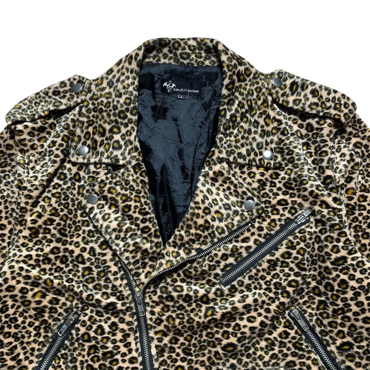 Vintage Devil N Bass Asymmetrical Leopard Bikers Jacket Lgb Style Size US L / EU 52-54 / 3 - 3 Thumbnail