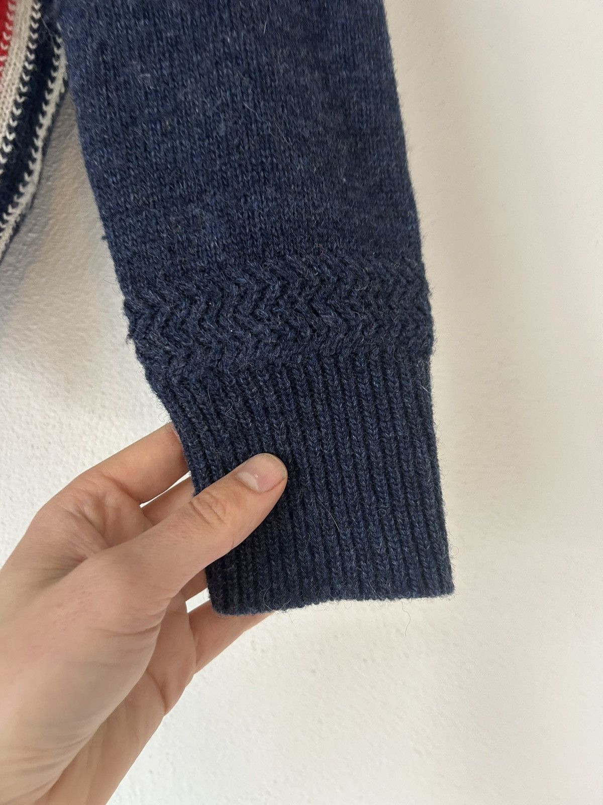 Thom Browne Navy Wool Sweater with Tricolor Details Size US S / EU 44-46 / 1 - 8 Thumbnail