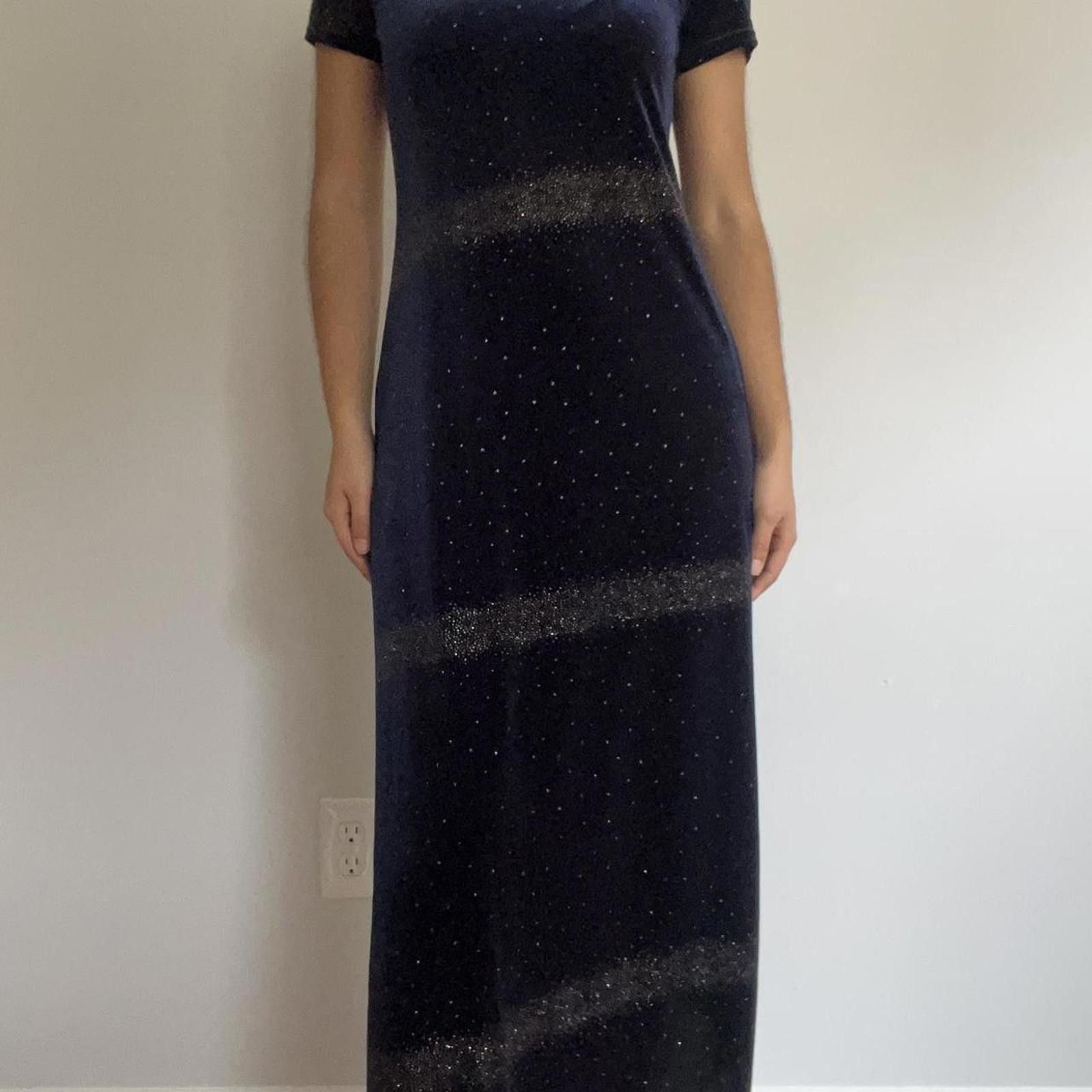 Other Navy blue velvet midi dress with sparkly stripes #glamour Size S / US 4 / IT 40 - 1 Thumbnail