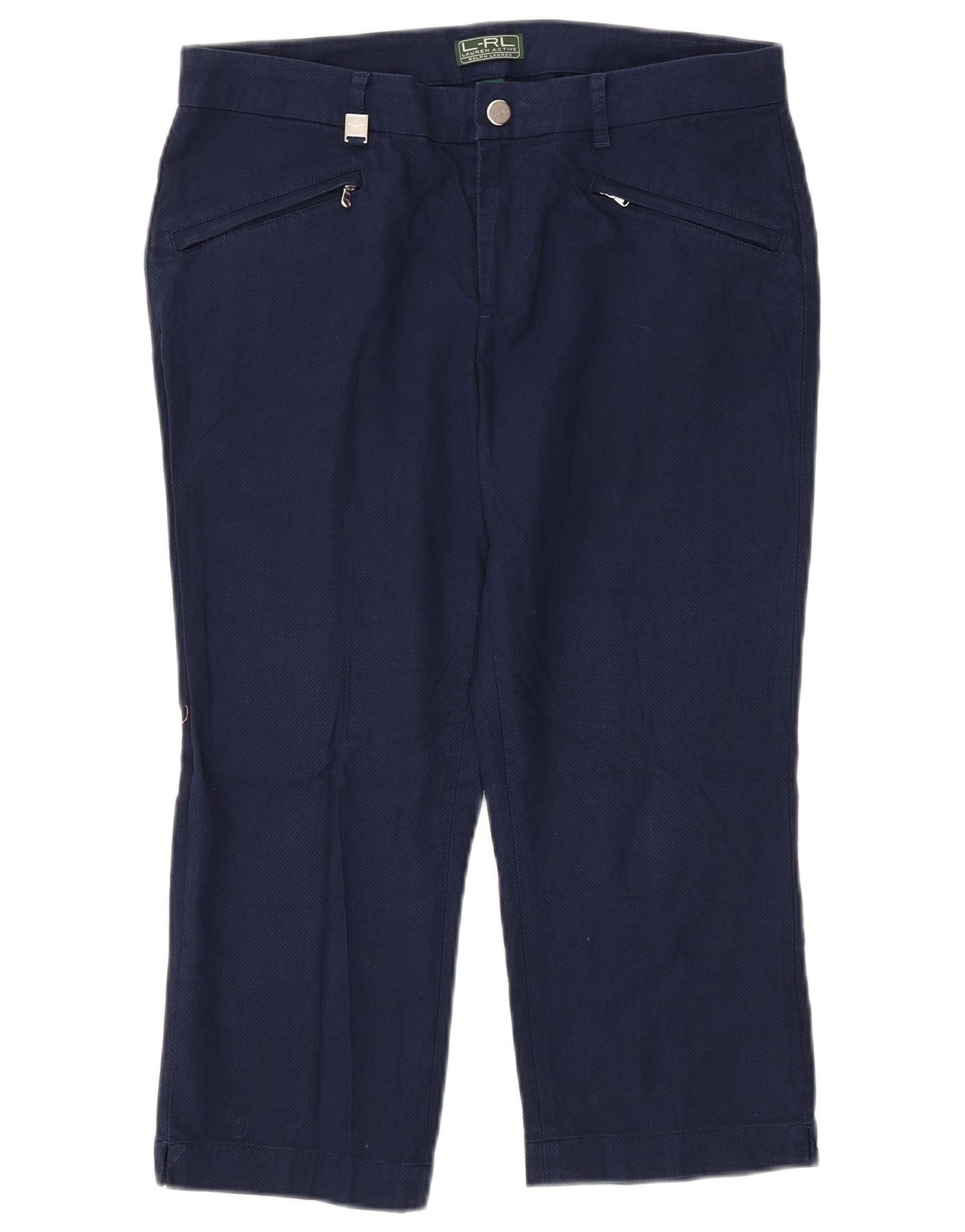 Ralph Lauren Womens Capri Trousers US 6 Medium W33 L21 Navy Blue Cotton Size 27" / US 4 / IT 40 - 1 Thumbnail