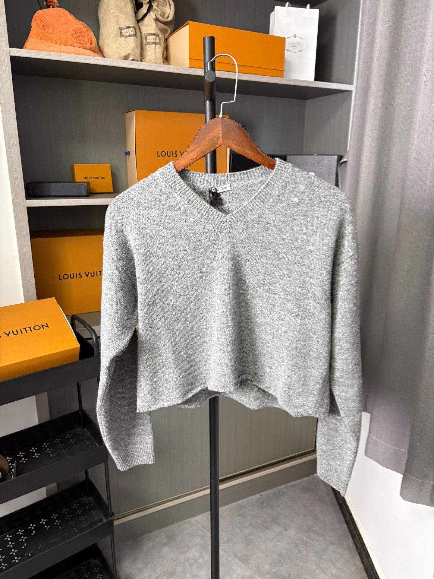 Miu Miu Miu Miu Wool Gray Sweater 40 Women Size M / US 6-8 / IT 42-44 - 1 Thumbnail