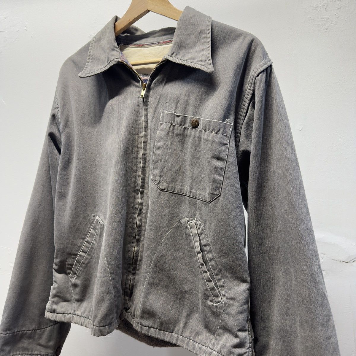 Vintage 50s 60s Thrashed Faded Distressed Work Jacket ERD Grunge Size US L / EU 52-54 / 3 - 13 Thumbnail