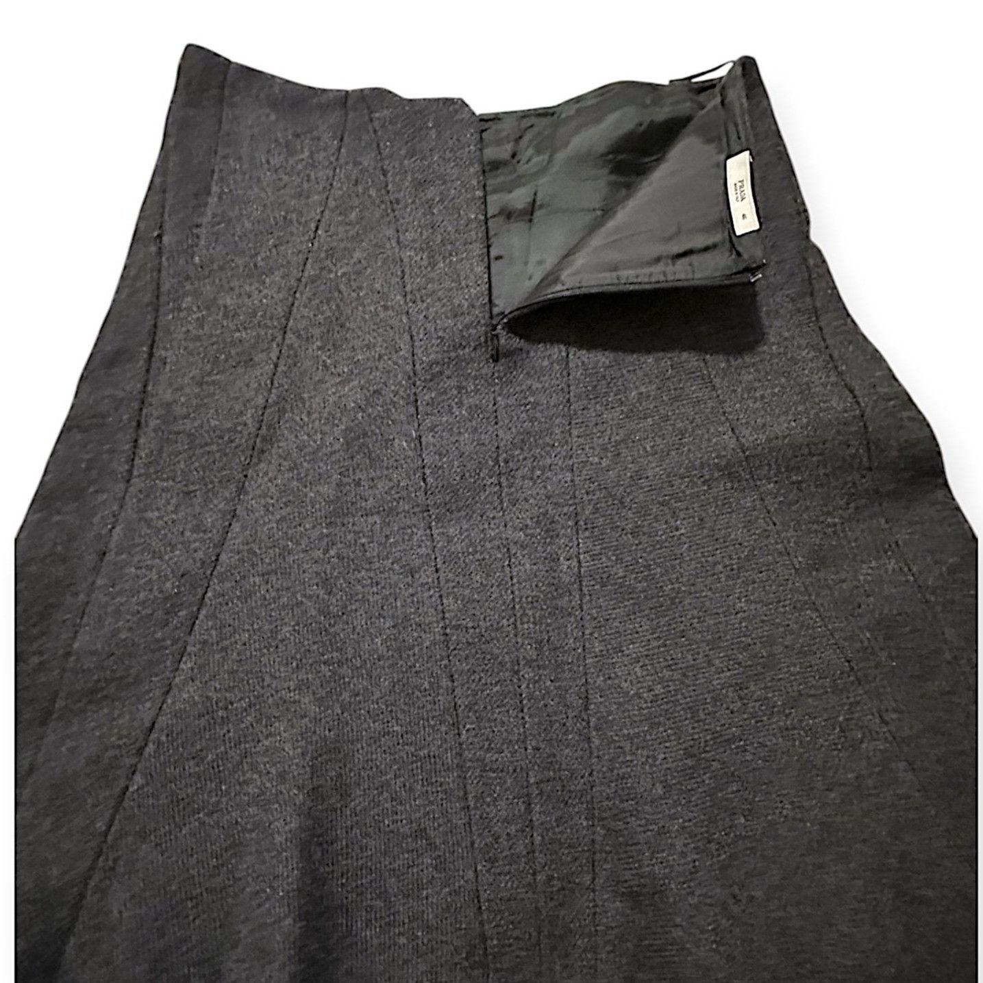 Prada Prada Gray Wool A line skirt, Size 46 Italy/L Size 32" / US 10 / IT 46 - 7 Thumbnail