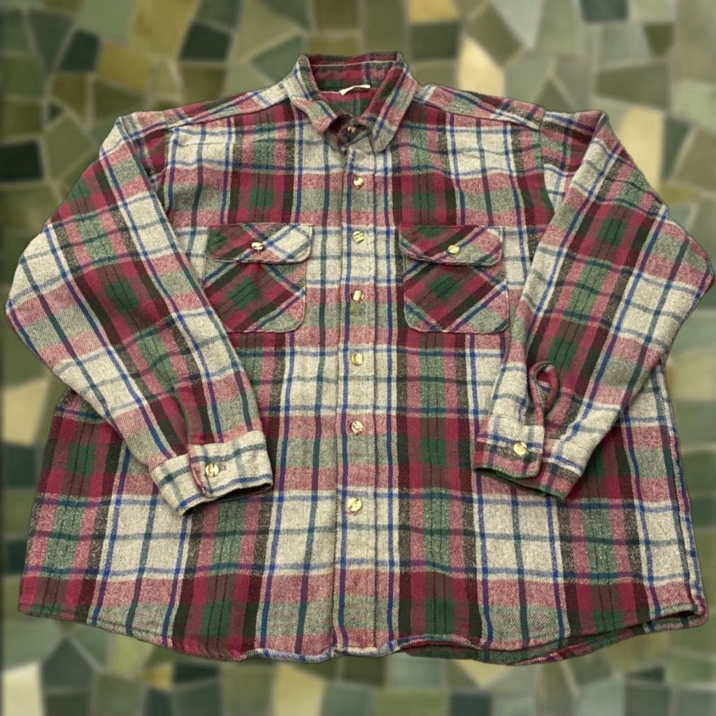 Vintage VINTAGE Five Brother Shirt Flannel Button-Up Plaid Oversized Heavyweight XL Red Men's Shirt - Five Brothers, Plaid, 1970s-80s vibe, Workwear, Casual Size US XL / EU 56 / 4 - 1 Thumbnail