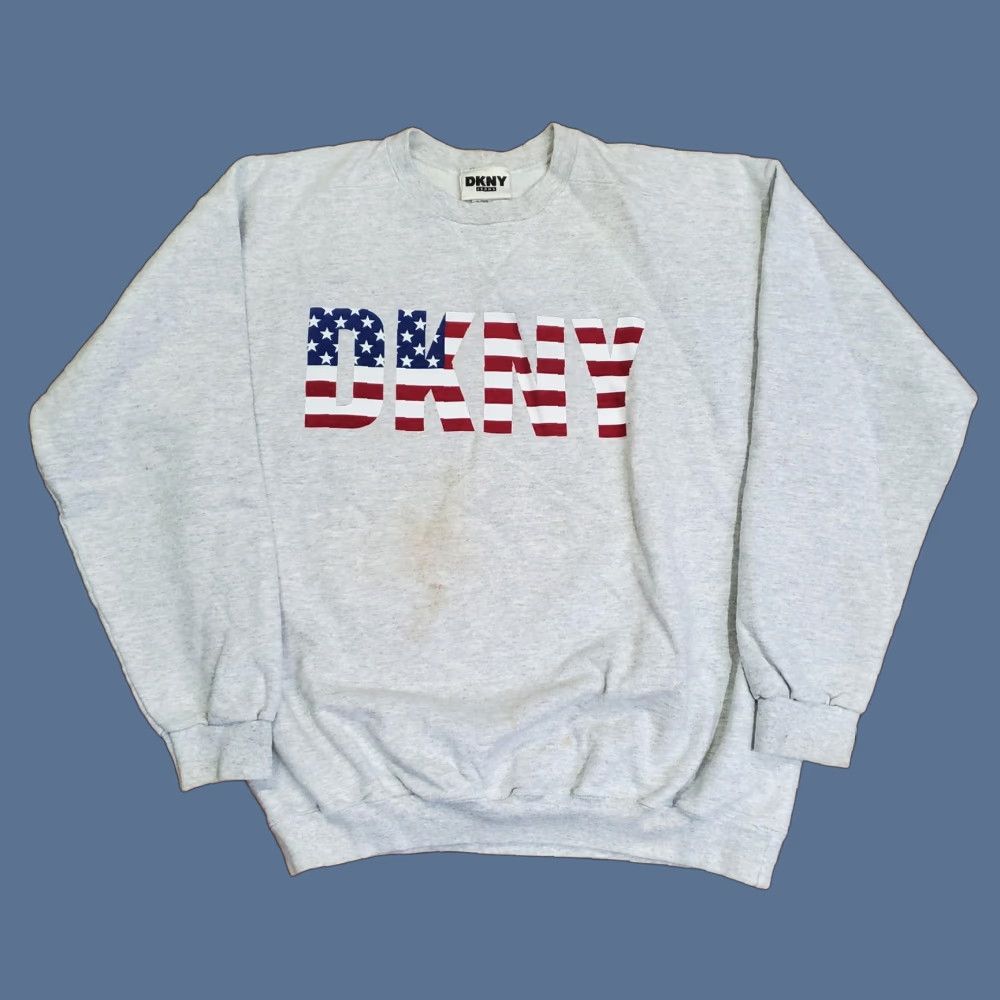 DKNY VINTAGE DKNY Jeans Sweatshirt Mens One Size Gray Crewneck Flag Made USA 90s Size US M / EU 48-50 / 2 - 1 Thumbnail