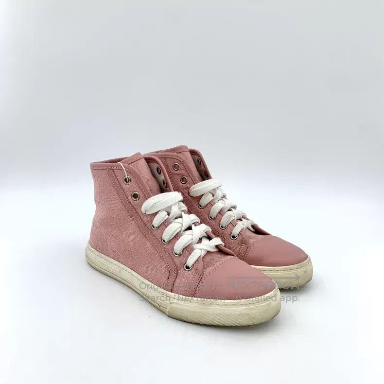 Gucci Gucci Pink logo jacquad full print laces casual flat high Size US 4.5 / IT 34.5 - 2 Thumbnail
