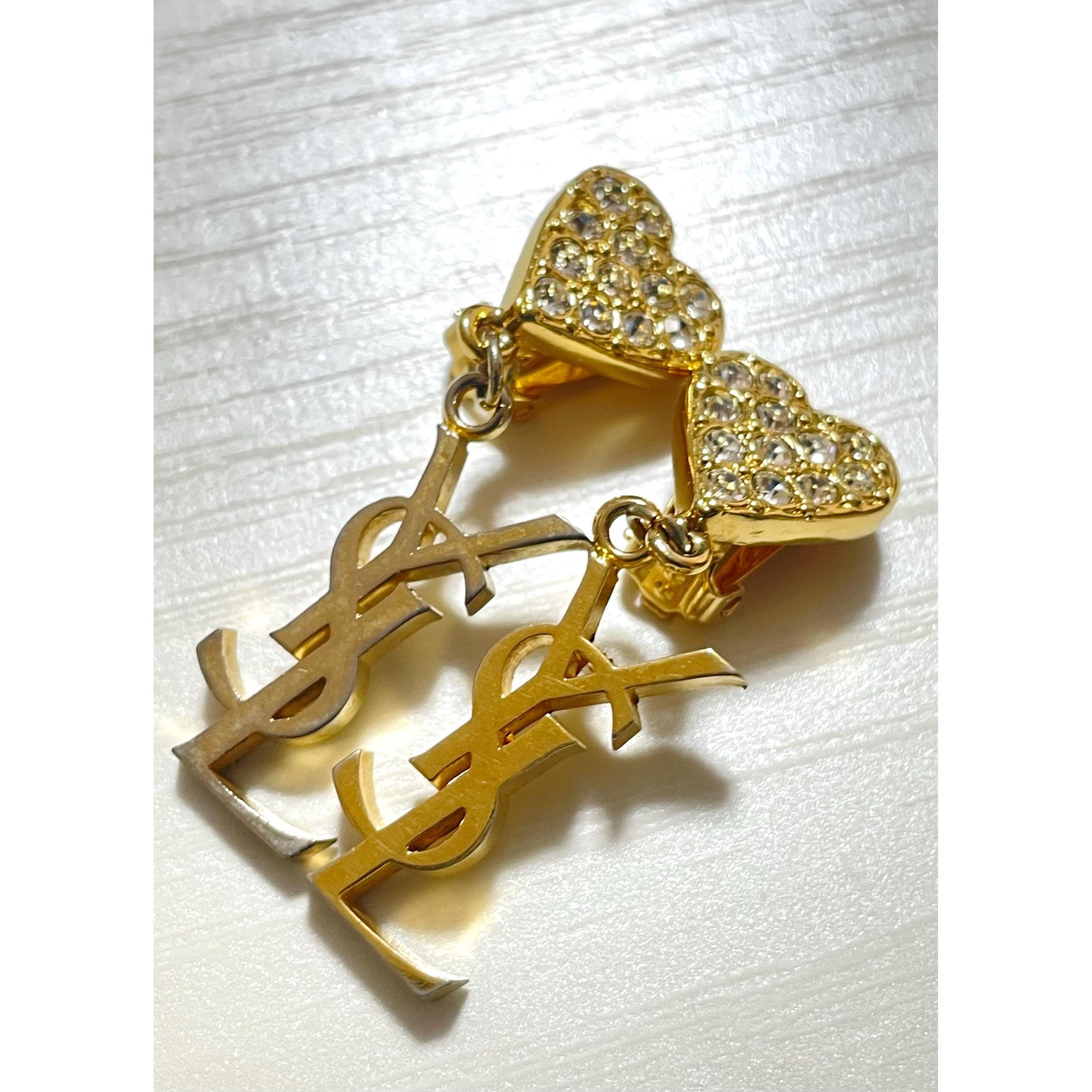 Yves Saint Laurent Vintage Yves Saint Laurent golden logo and heart earrings Size ONE SIZE - 1 Thumbnail