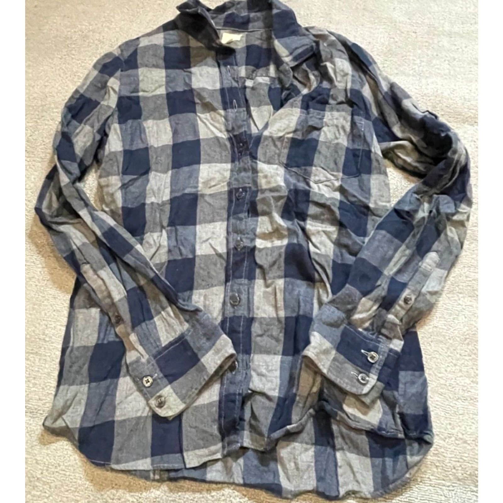 J.Crew VINTAGE J.CREW Button-Up Shirt Womens Small S Long Sleeve Blue Plaid Size S / US 4 / IT 40 - 2 Thumbnail