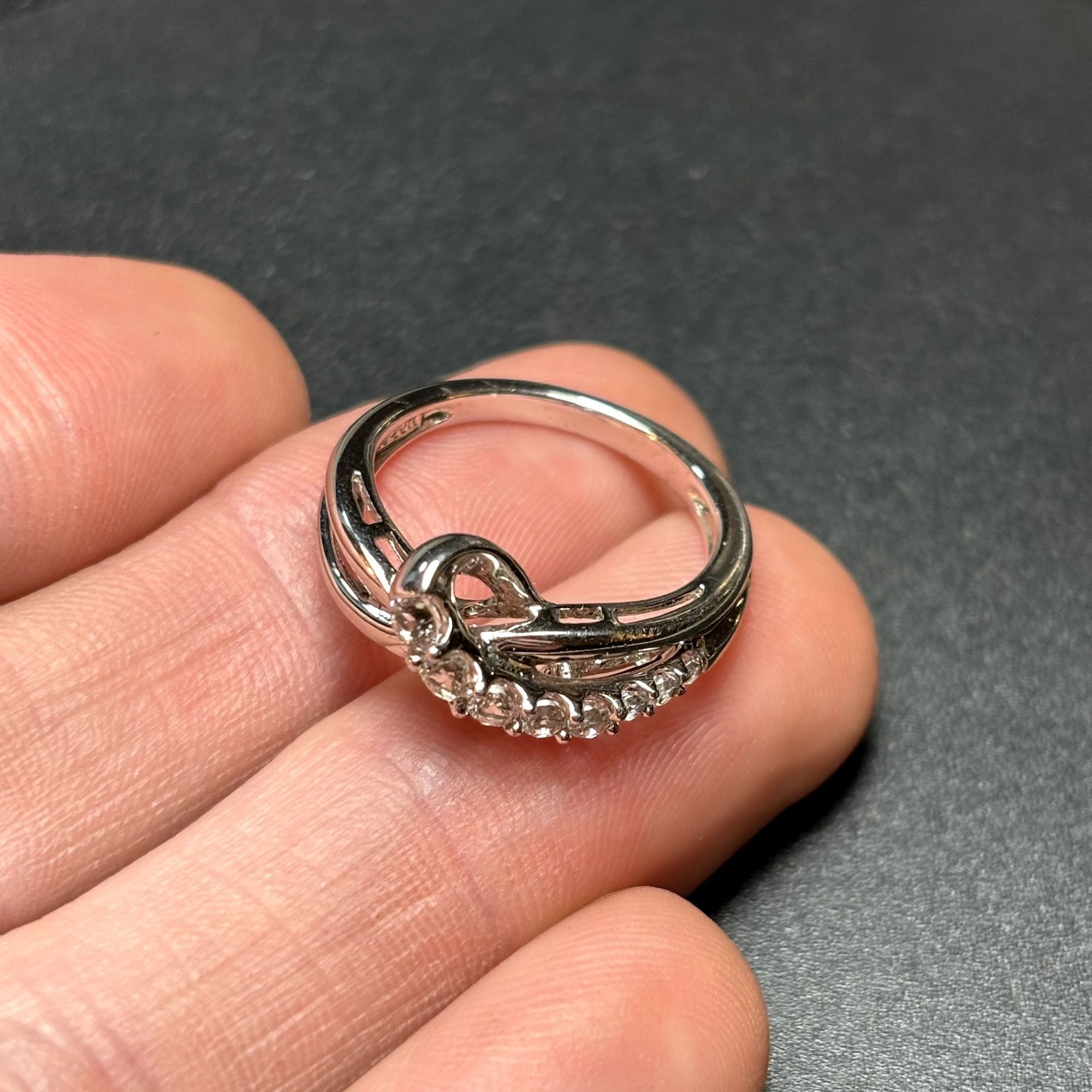 Vintage Sterling Silver 925 Bypass Design Cubic Zirconia Statement B Size ONE SIZE - 5 Thumbnail