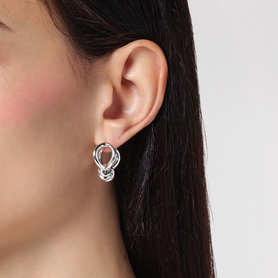 Bottega Veneta Silver earrings with Knot detail. Size ONE SIZE - 1 Thumbnail