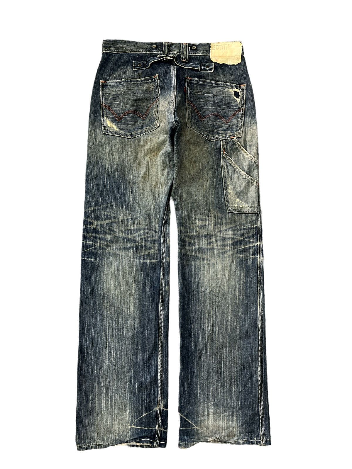 Edwin × Japanese Brand THRASHED EDWIN XV-S DISTRESSED DENIM PANT Size US 30 / EU 46 - 6 Thumbnail