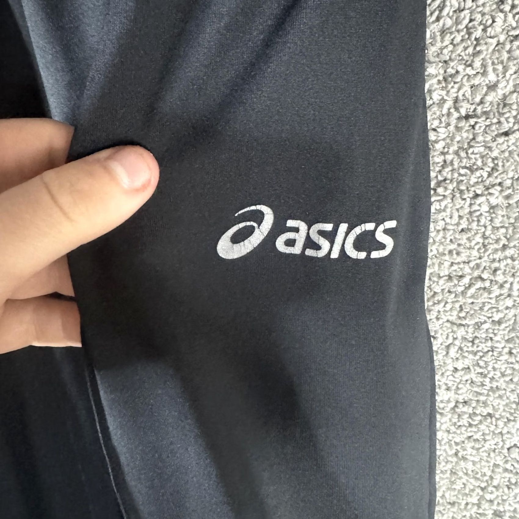 Asics ASICS Track Pants Mens L Black Knit Zip Ankle Tapered Joggers Athletic Pants Size US 33 - 3 Thumbnail
