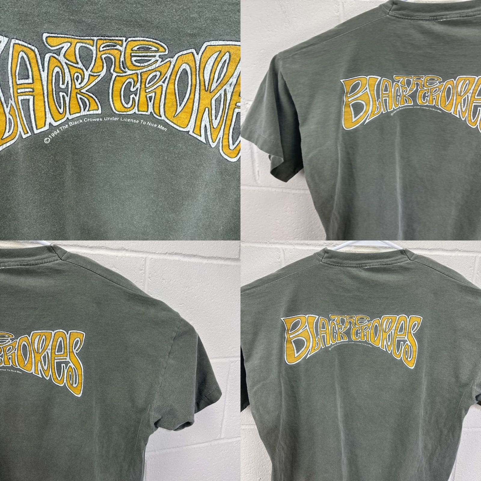 Fruit Of The Loom VINTAGE The Black Crowes T-Shirt XL Green Unisex Adults Shirt 90s Band Rock Logo Graphic Print Short Sleeve Crew Neck Cotton Knit Size US XL / EU 56 / 4 - 9 Thumbnail