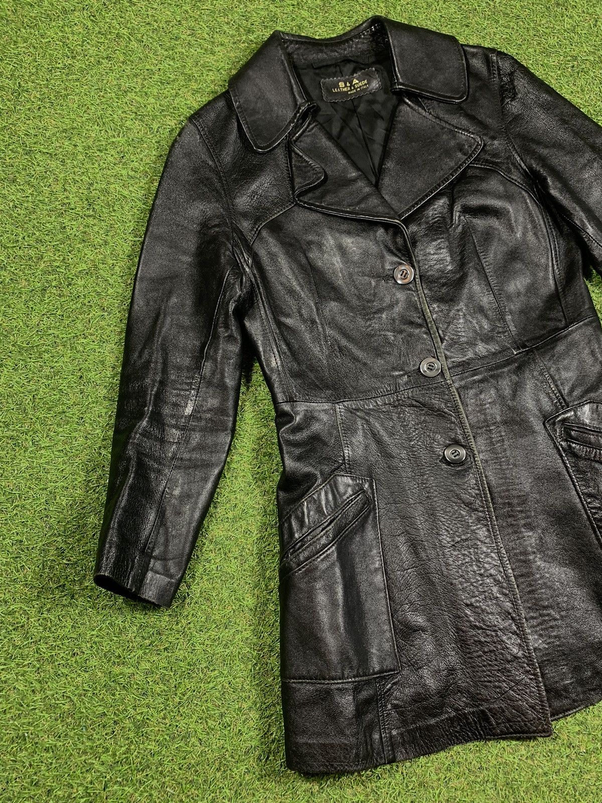 Leather Vintage Y2K Leather coat jacket streetwear opium style Size S / US 4 / IT 40 - 2 Thumbnail
