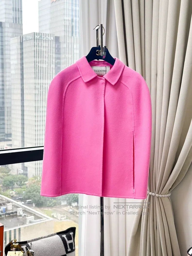 Valentino Pink sleeveless cape coat