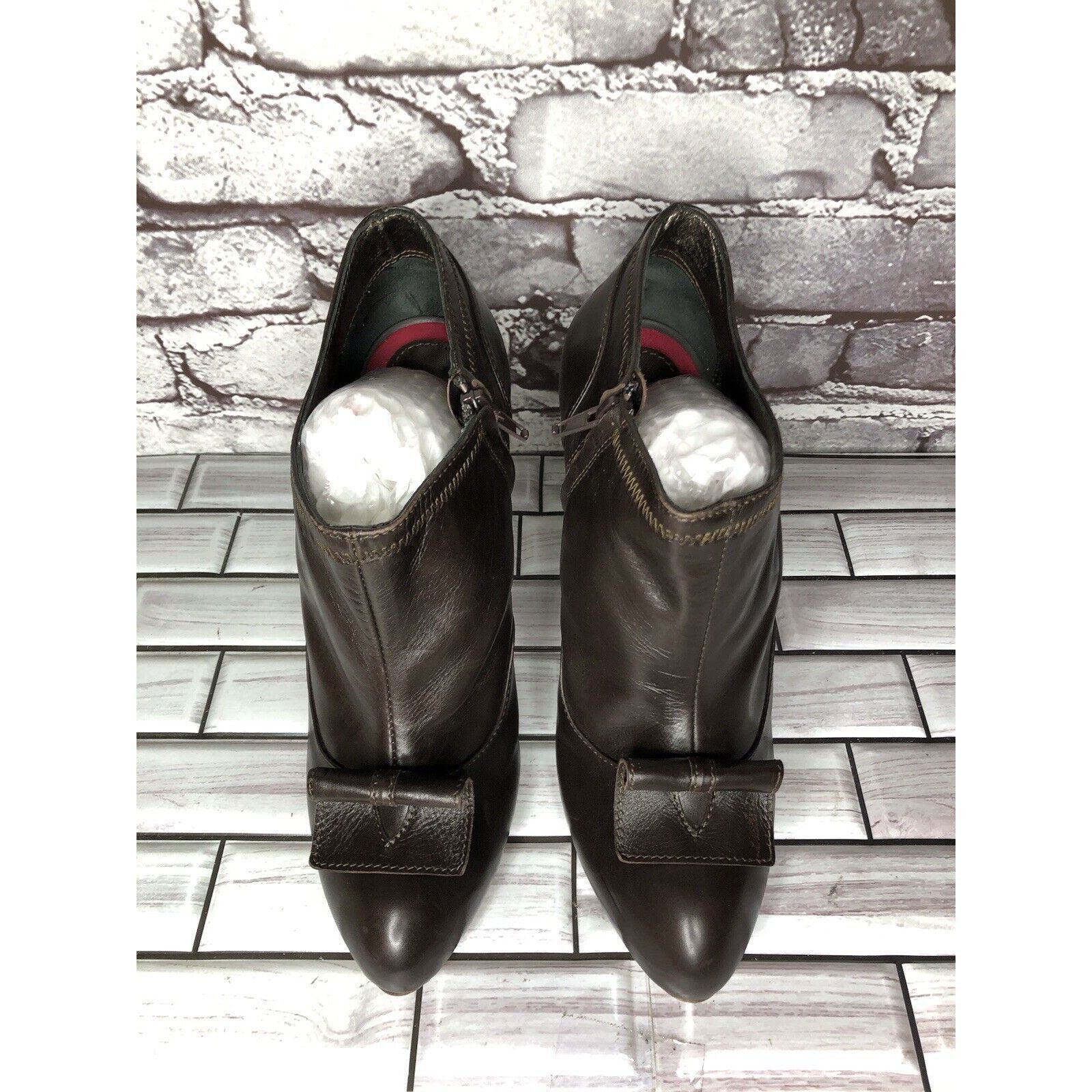 Other 7 Seven for all Mankind Brown Leather Wooden Heel Booties Wo Size US 9.5 / IT 39.5 - 18 Thumbnail