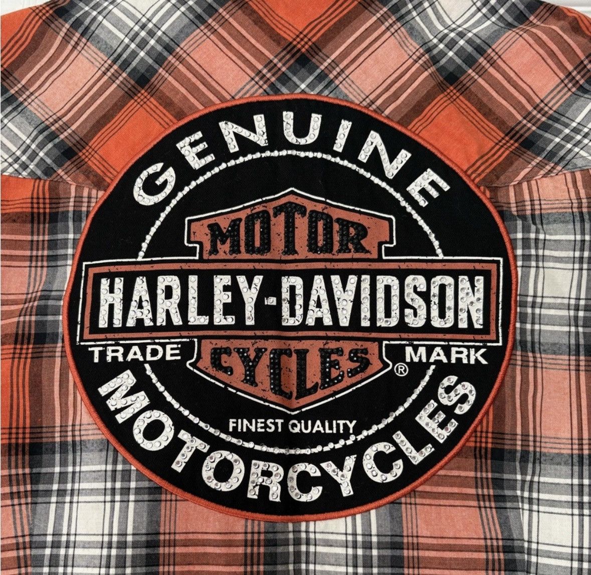 Harley Davidson Harley-Davidson Red Flannel Bling Snap Button Short Sleeve Size L / US 10 / IT 46 - 5 Thumbnail