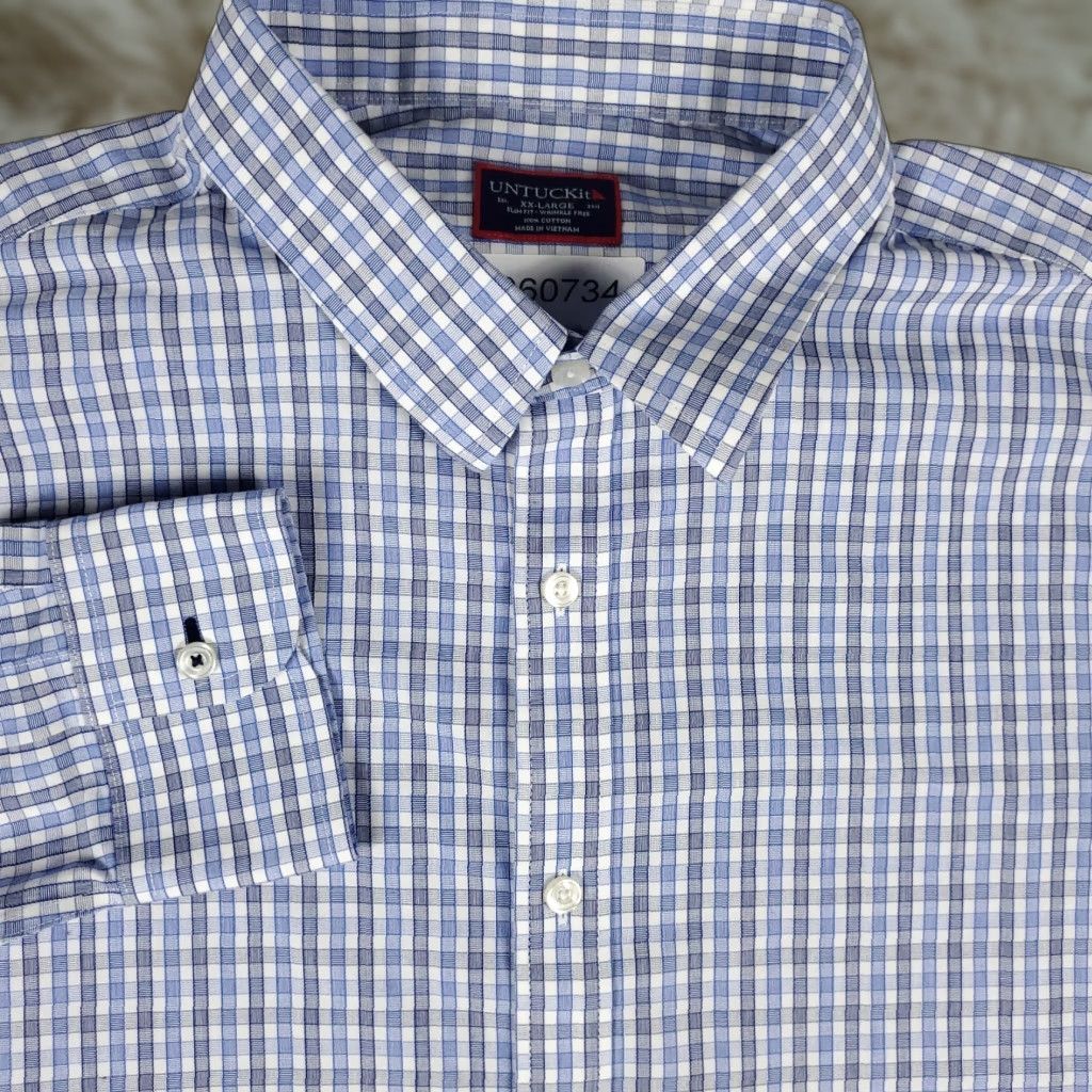 UNTUCKit UNTUCKit Shirt Mens 2XL Blue Plaid Slim Fit Button-Up Long Sleeve Casual Shirt Size US XXL / EU 58 / 5 - 1 Thumbnail