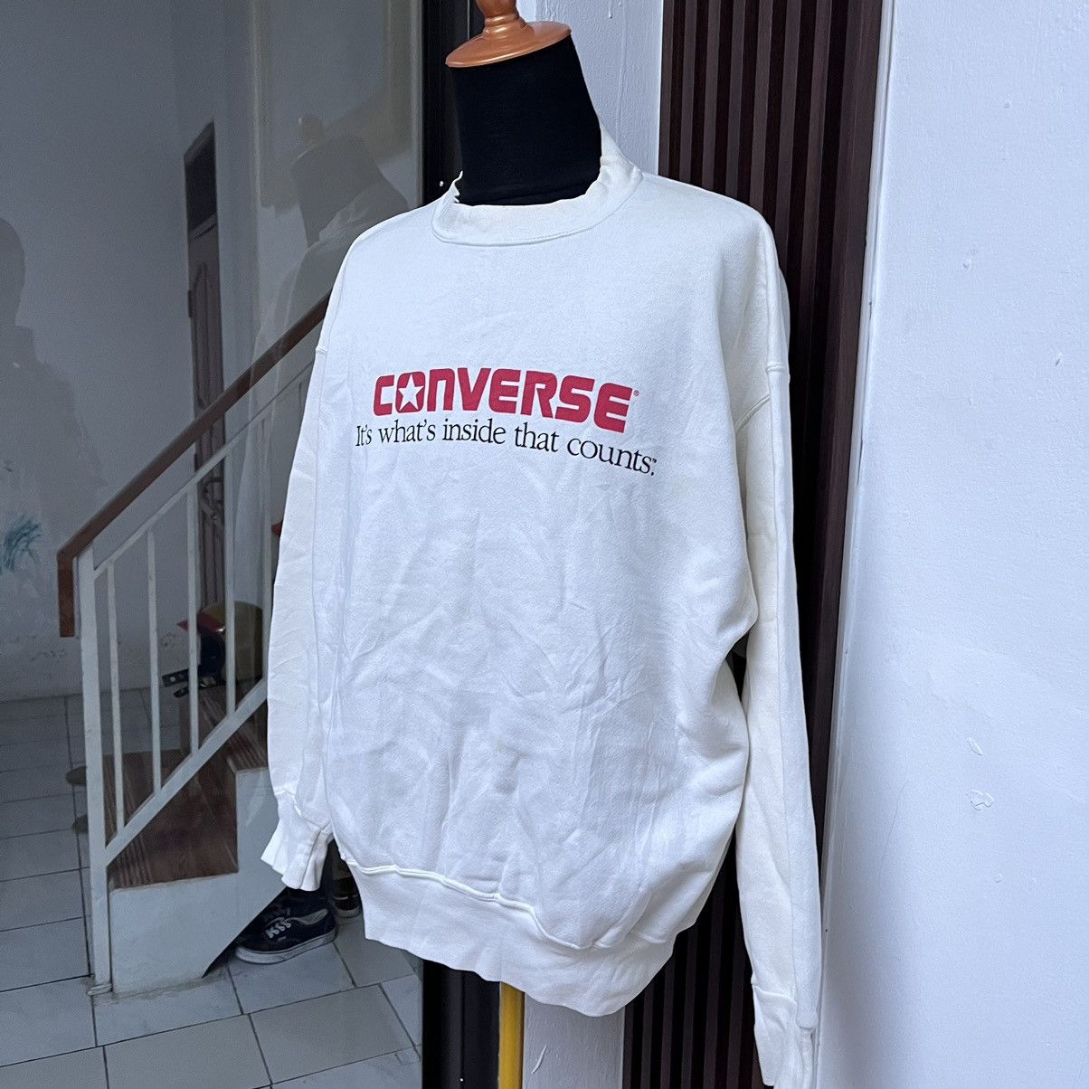 Converse × Vintage 🔥Rare🔥 Converse Made In U.S.A Sweatshirt Big Script Logo Size US XL / EU 56 / 4 - 2 Thumbnail