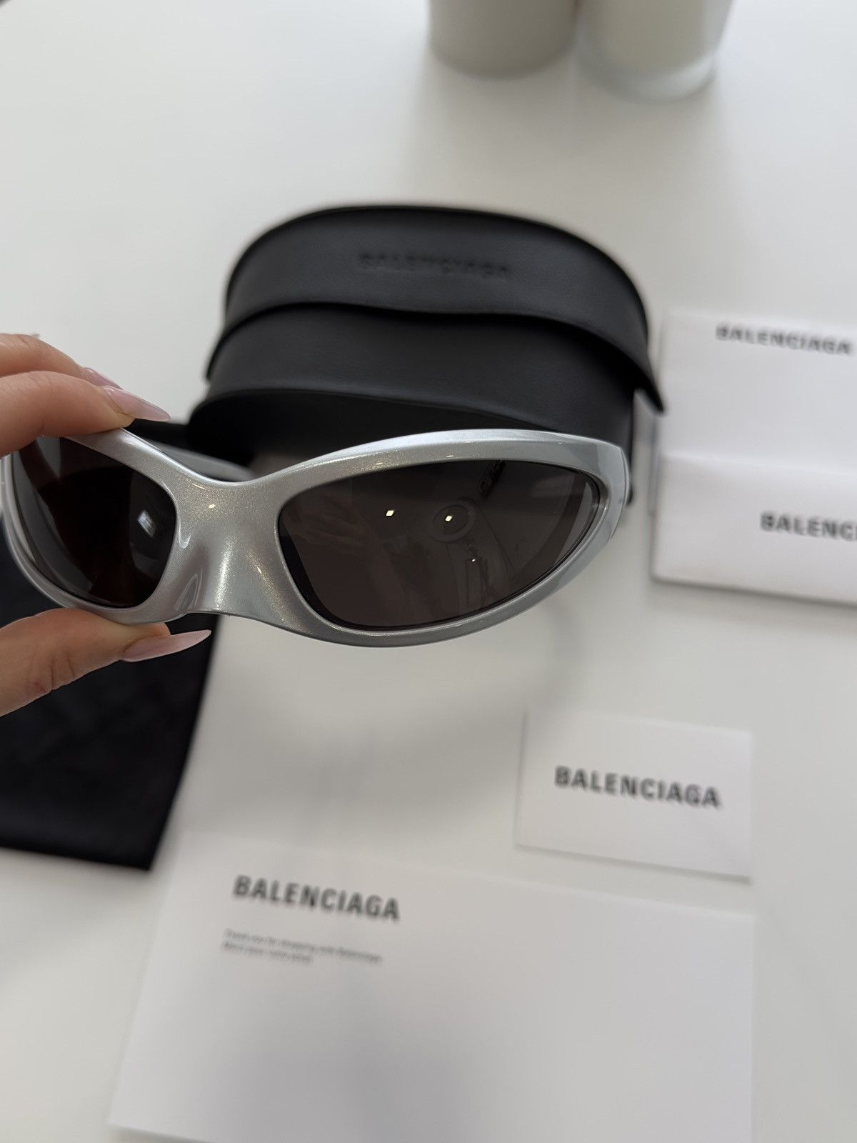 Balenciaga Balenciaga Silver Skin x Cat XL Sunglasses Size ONE SIZE - 6 Thumbnail